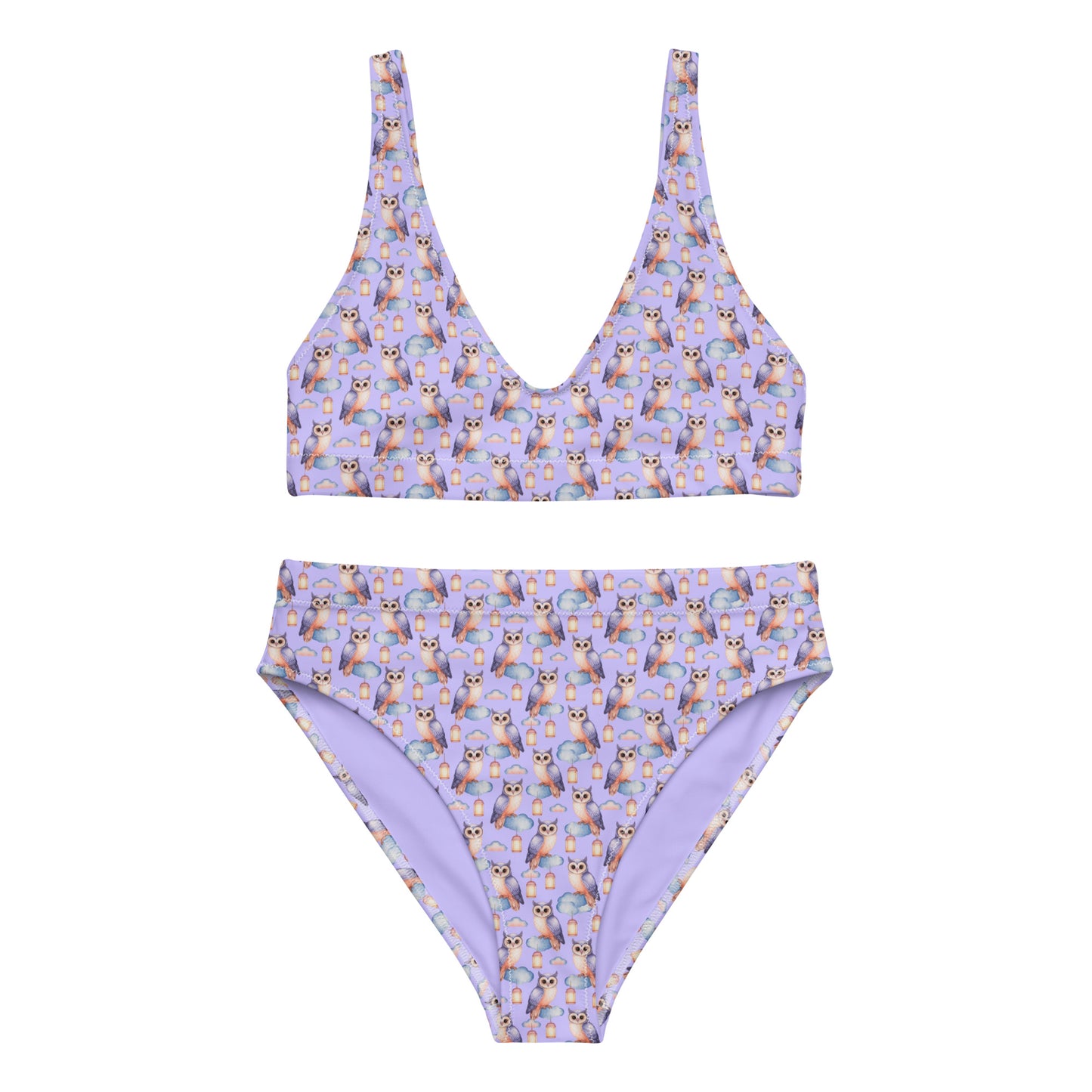 Owl-Themed Recycled High-Waisted Bikini – Sustainable & Eco-Friendly Dudeily