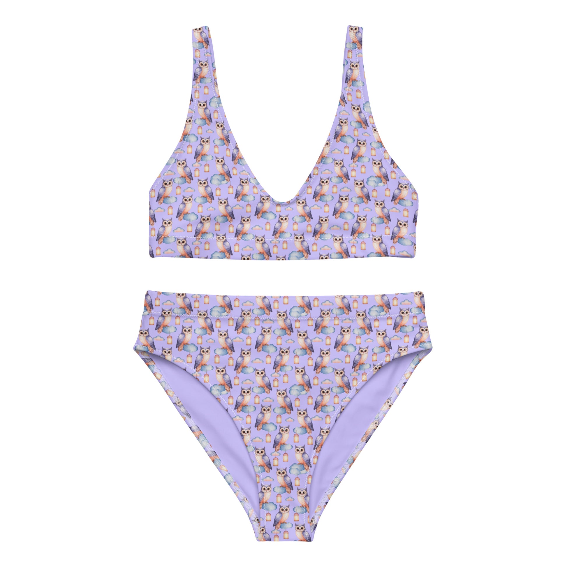 Owl-Themed Recycled High-Waisted Bikini – Sustainable & Eco-Friendly Dudeily