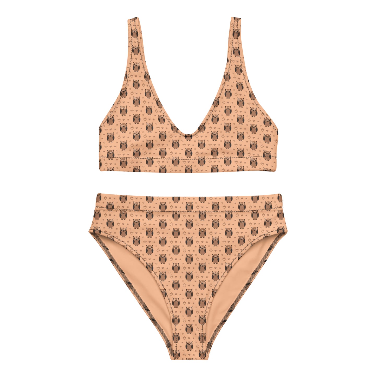 Recycled High-Waisted Bikini – Eco-Friendly Owl Print Swimwear 3XL Dudeily
