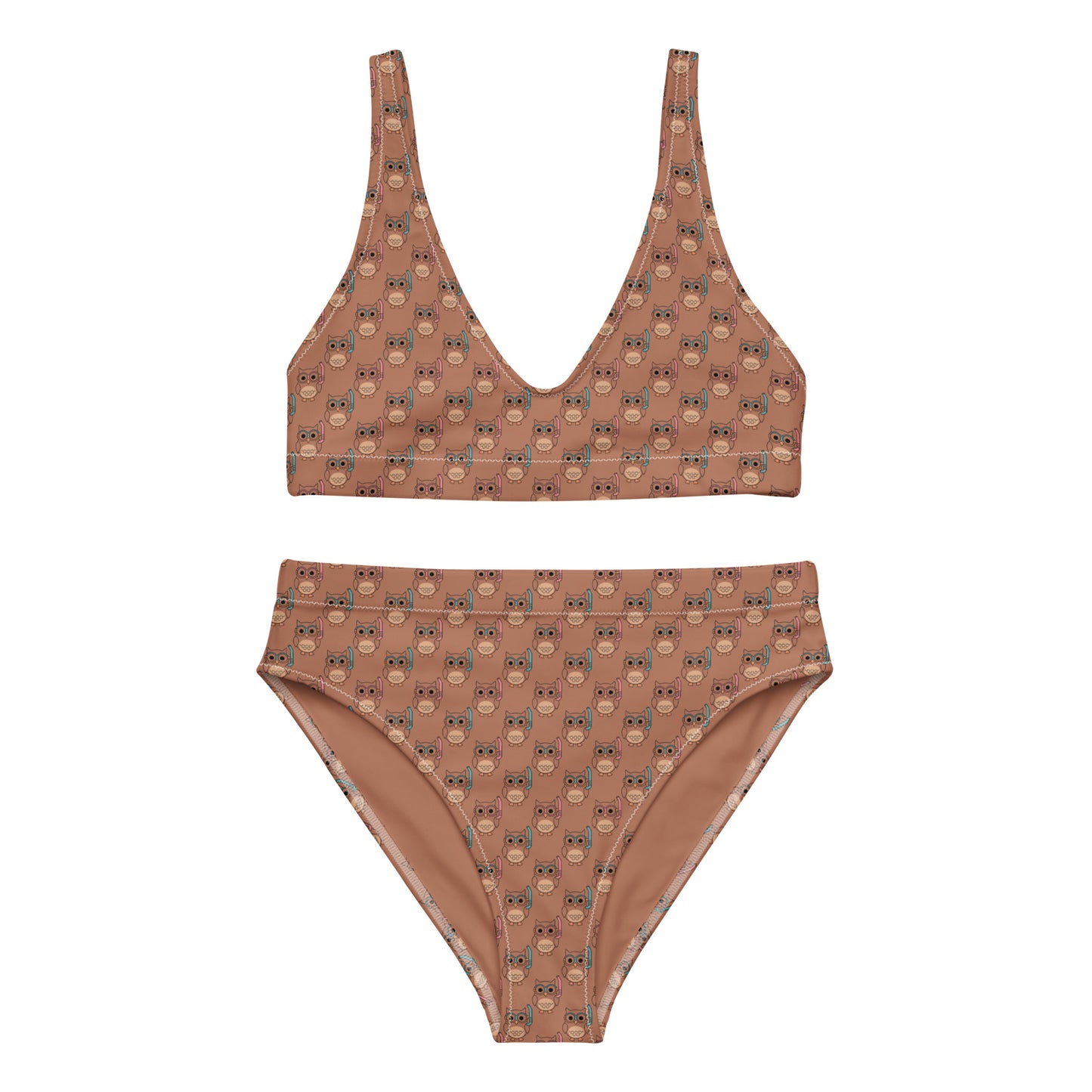 Eco-Friendly Owl Themed Recycled High-Waisted Bikini 3XL Dudeily