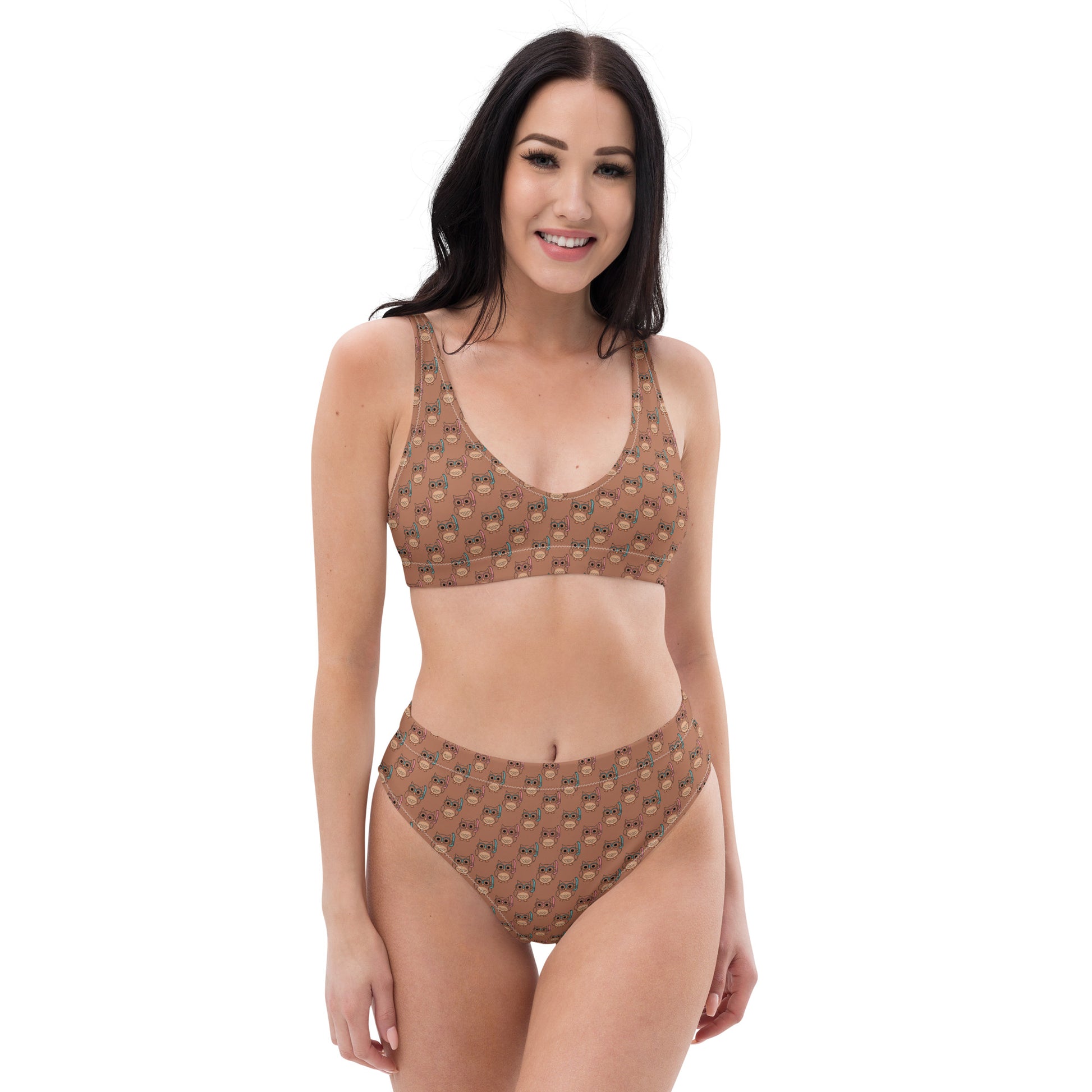 Eco-Friendly Owl Themed Recycled High-Waisted Bikini Dudeily