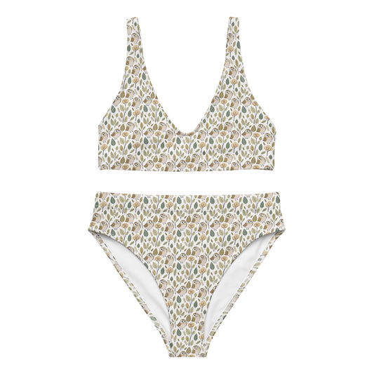 Owl-Themed Recycled High-Waisted Bikini – Sustainable Swim Set for Nature-Loving Women 3XL Dudeily