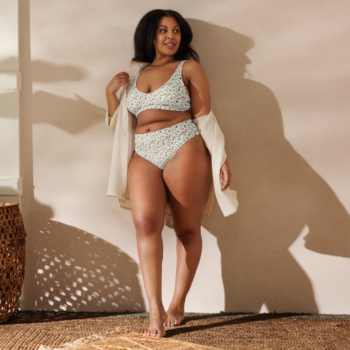 Owl-Themed Recycled High-Waisted Bikini – Sustainable Swim Set for Nature-Loving Women Dudeily