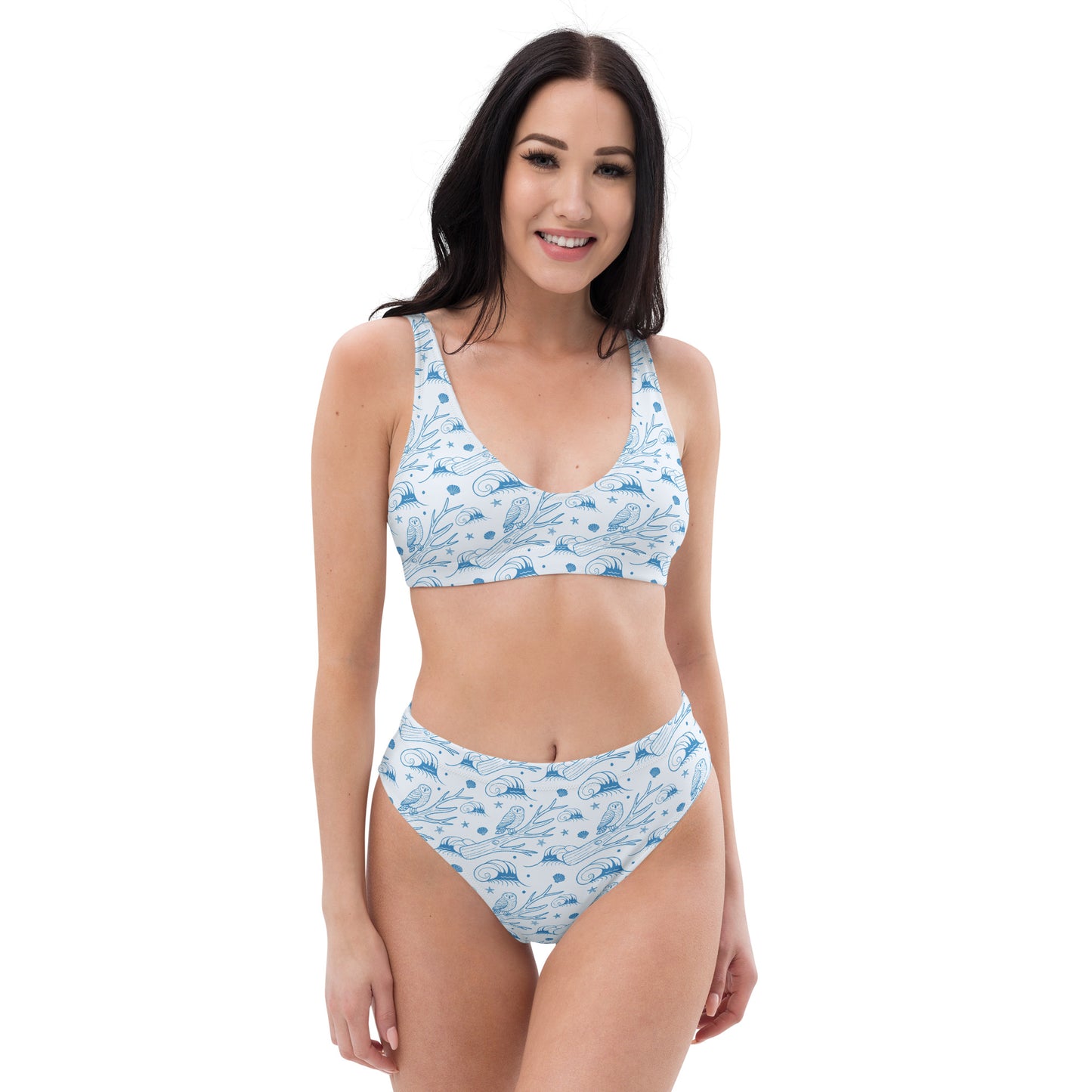 Twilight Owl Recycled High-Waisted Bikini – Ethical Swimwear for Eco-Loving Souls Dudeily