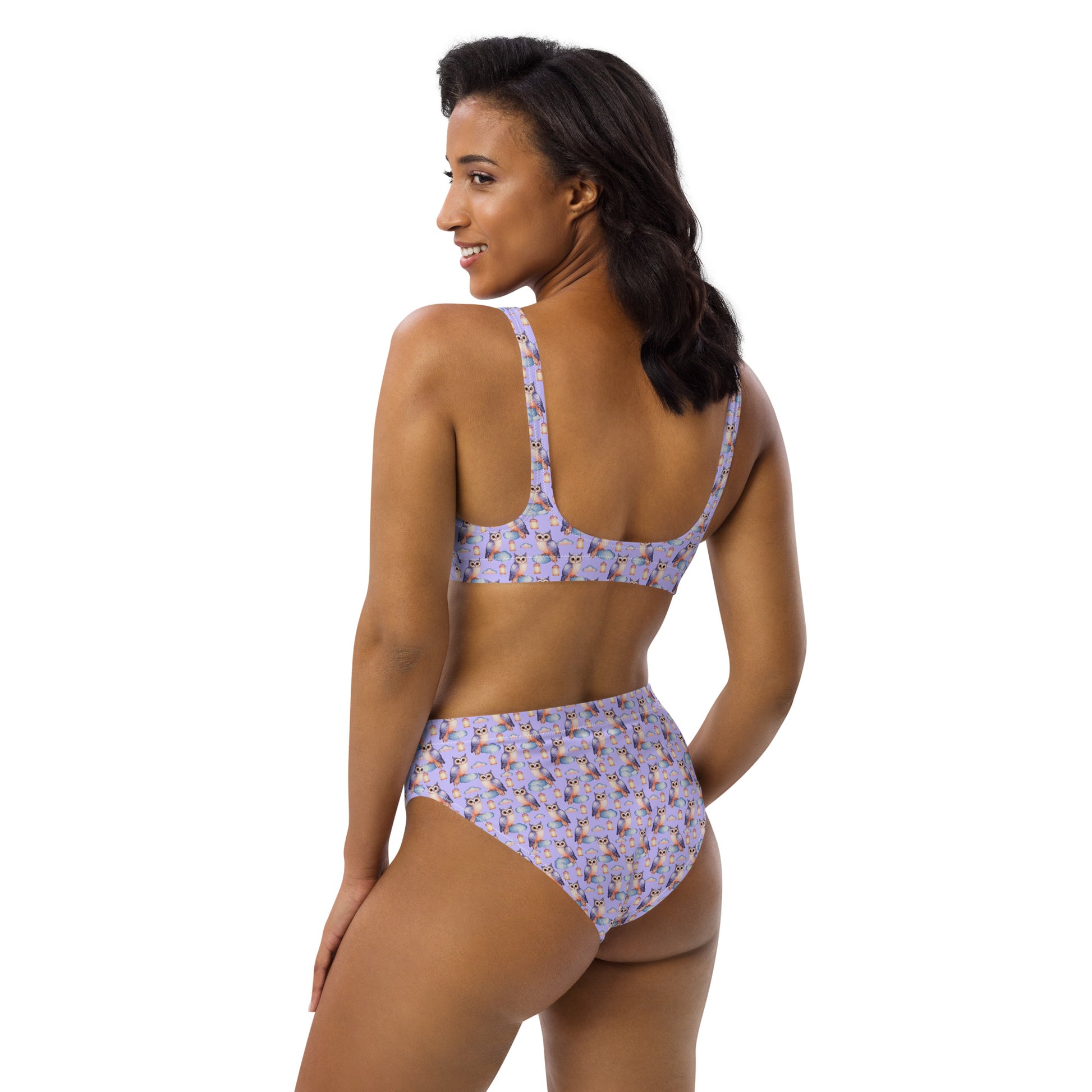 Owl-Themed Recycled High-Waisted Bikini – Sustainable & Eco-Friendly Dudeily