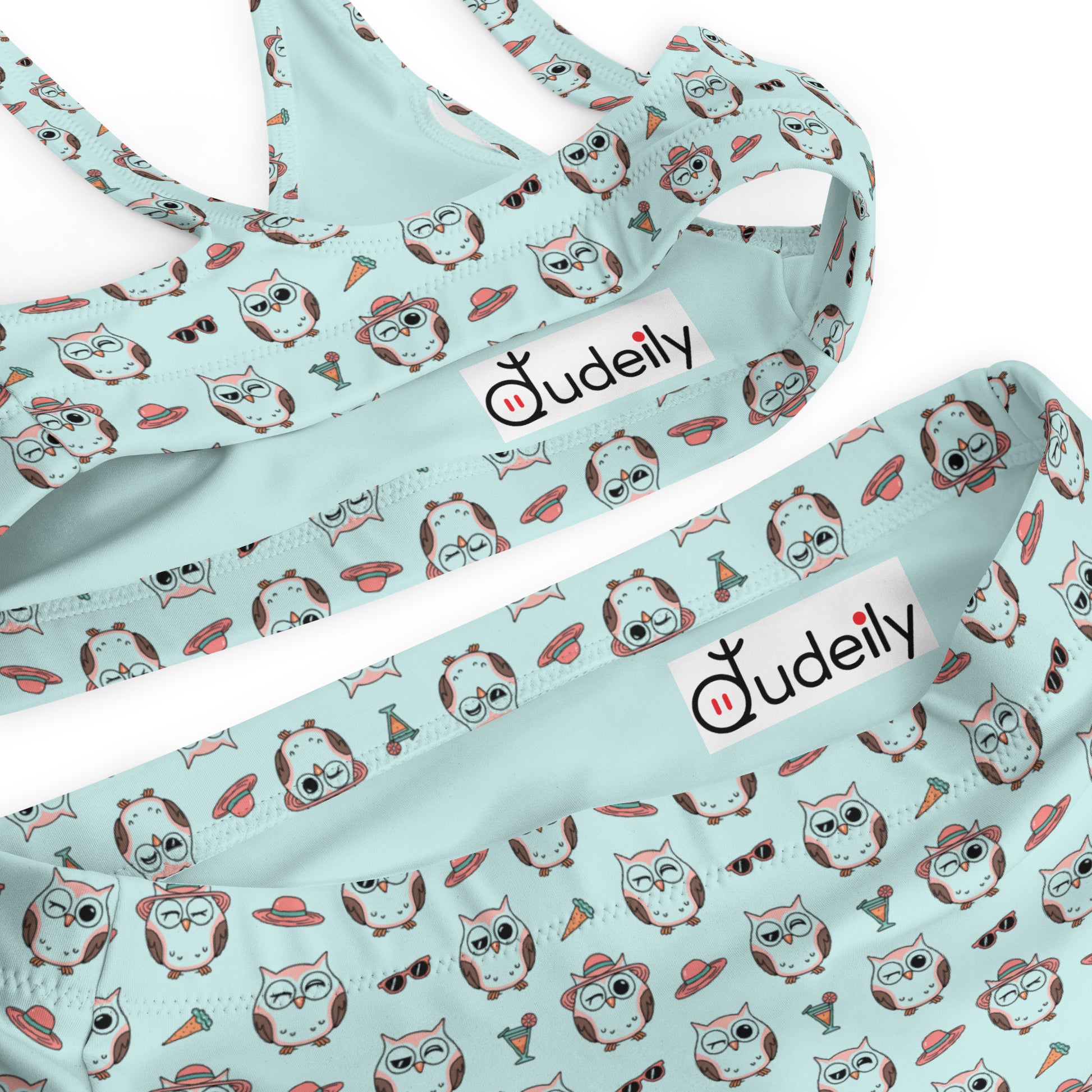 Owl Print Recycled High-Waisted Bikini – Eco-Friendly & Stylish Dudeily