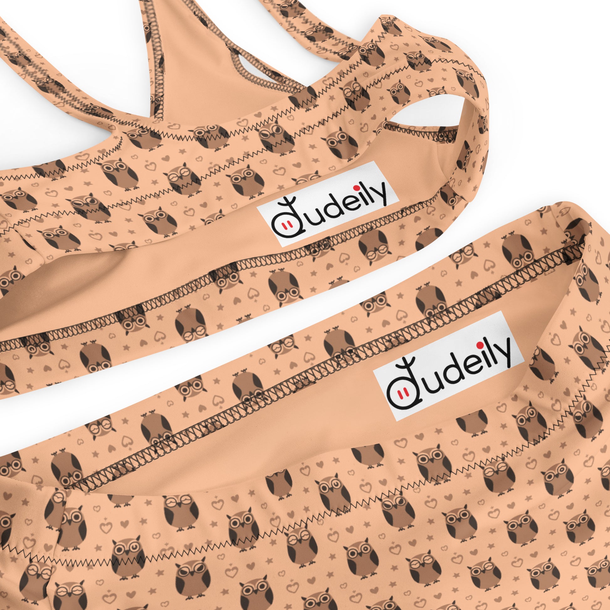 Recycled High-Waisted Bikini – Eco-Friendly Owl Print Swimwear Dudeily