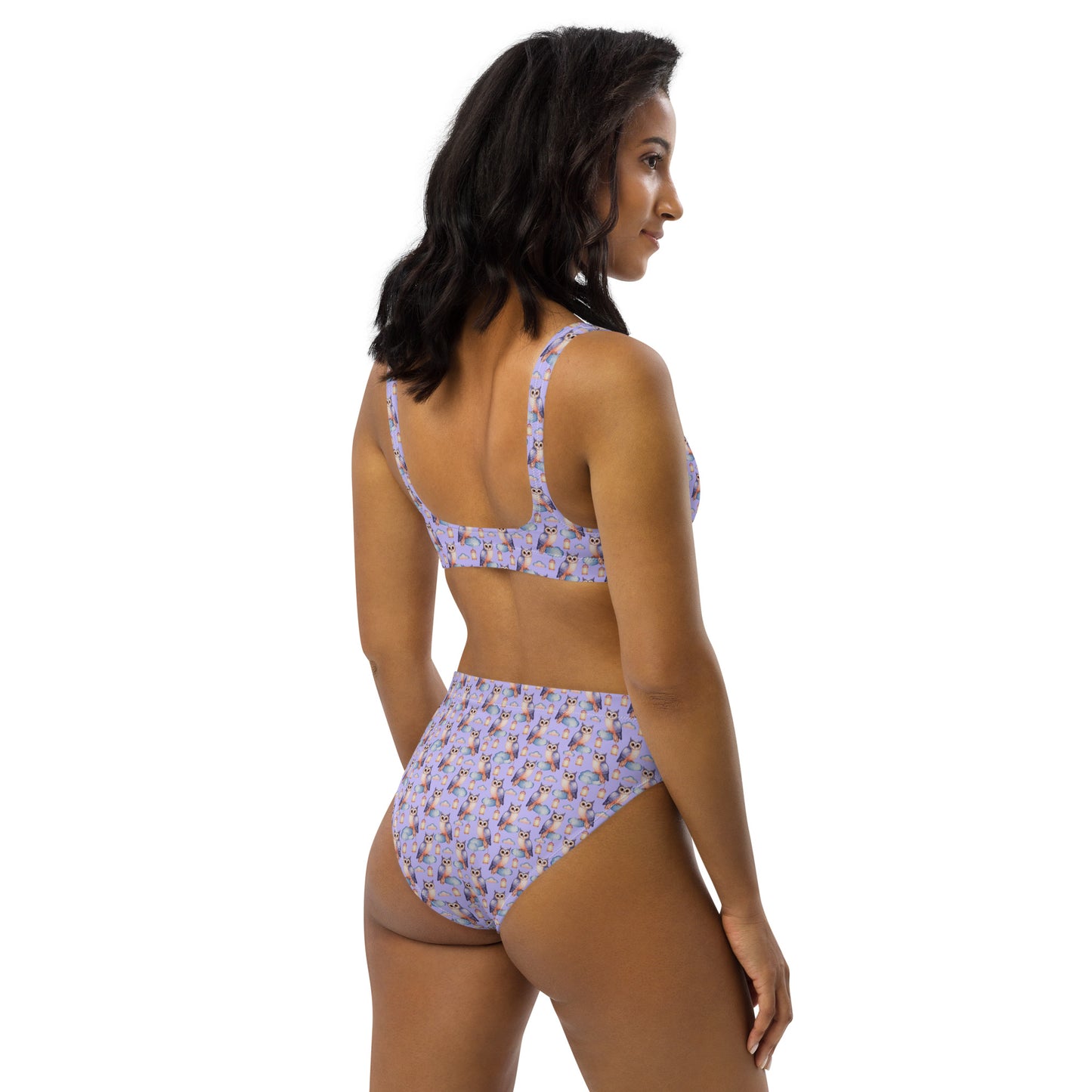 Owl-Themed Recycled High-Waisted Bikini – Sustainable & Eco-Friendly Dudeily