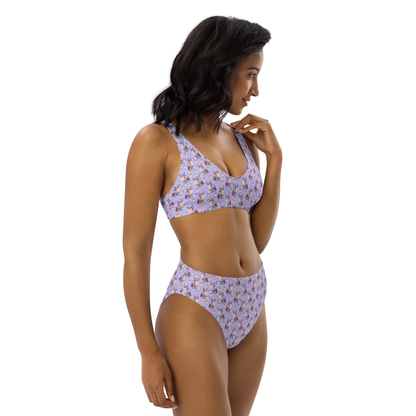 Owl-Themed Recycled High-Waisted Bikini – Sustainable & Eco-Friendly Dudeily