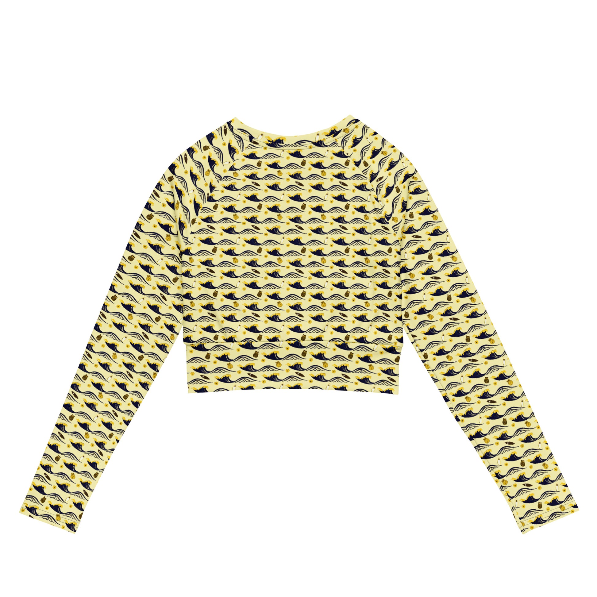 Owl Recycled Long-Sleeve Crop Top – Sustainable Street Style for Eco Trendsetters Dudeily
