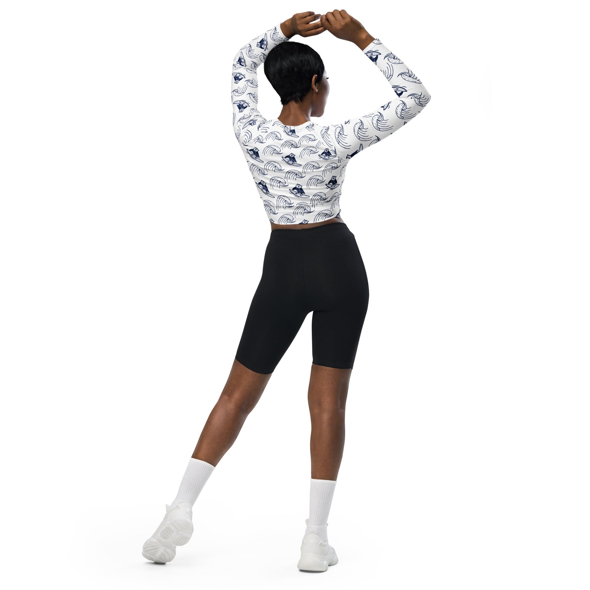 Owl Recycled Long-Sleeve Crop Top – Stylish Sustainable Wear for Eco Trendsetters Dudeily