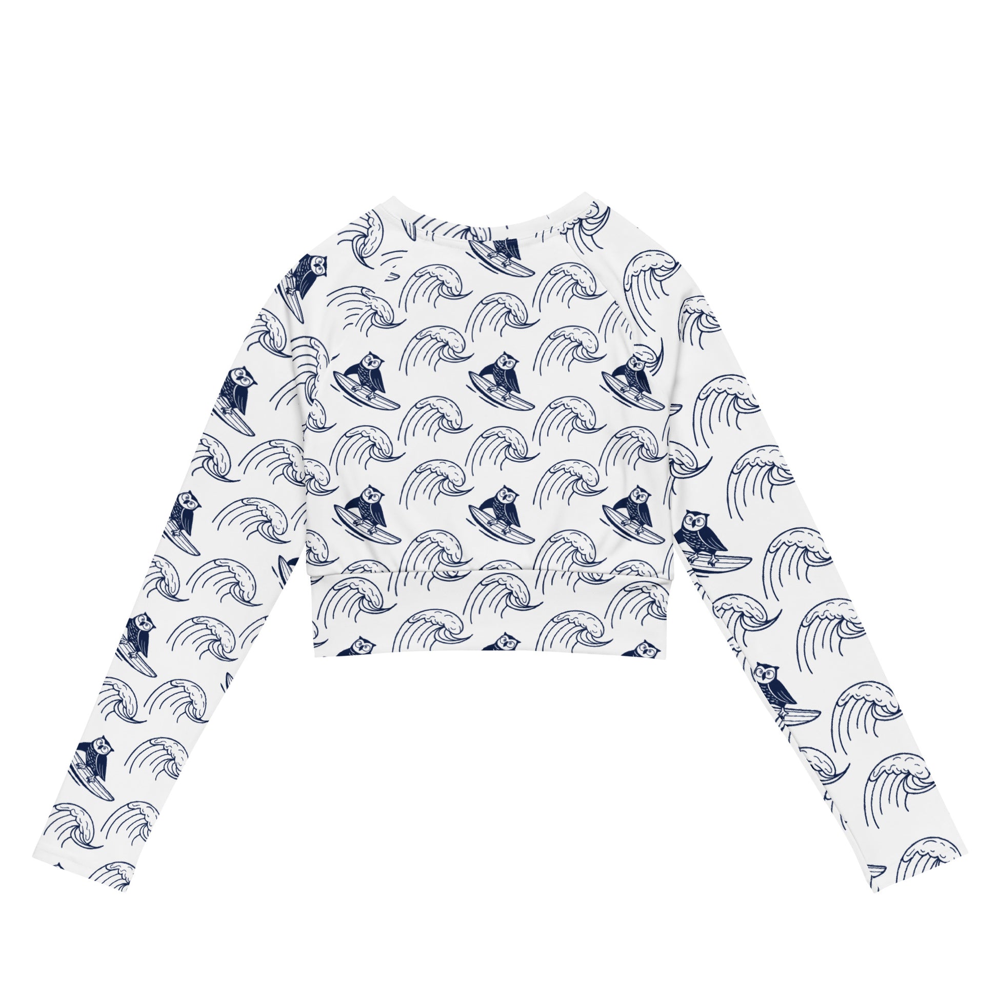 Owl Recycled Long-Sleeve Crop Top – Stylish Sustainable Wear for Eco Trendsetters Dudeily