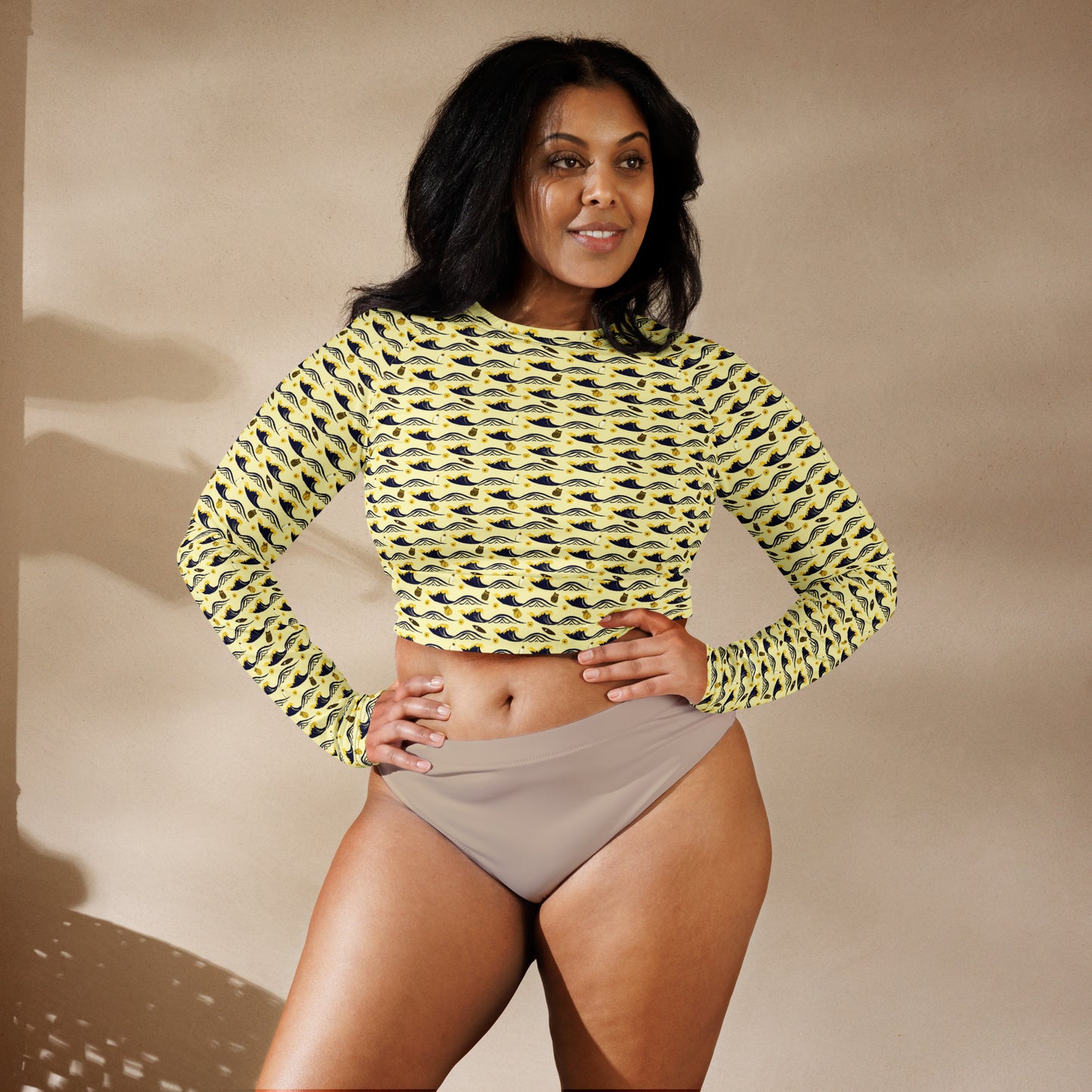 Owl Recycled Long-Sleeve Crop Top – Sustainable Street Style for Eco Trendsetters Dudeily