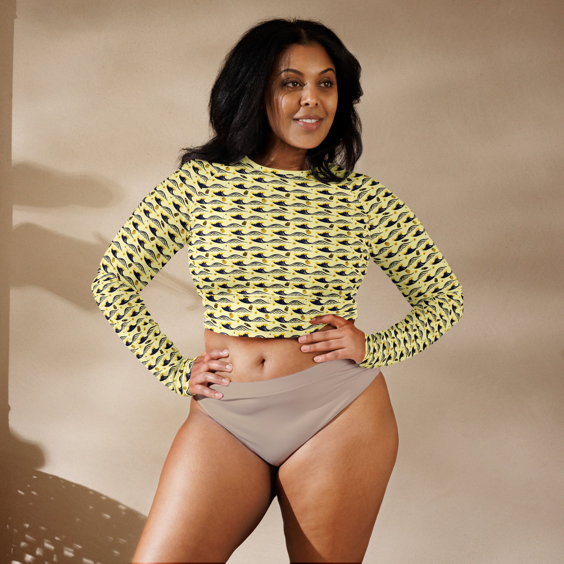 Owl Recycled Long-Sleeve Crop Top – Sustainable Street Style for Eco Trendsetters Dudeily