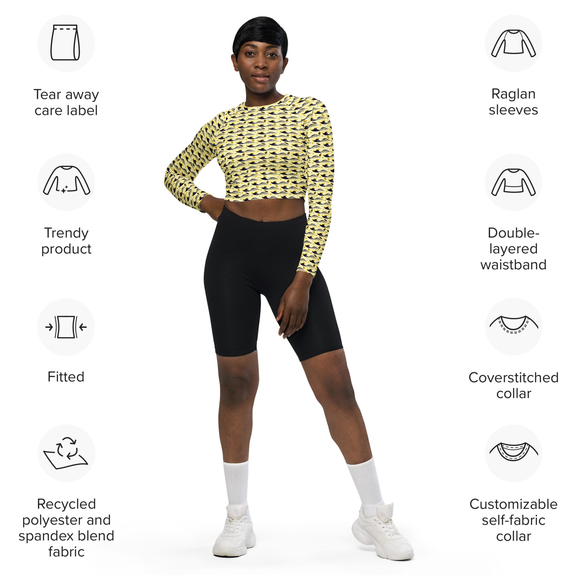 Owl Recycled Long-Sleeve Crop Top – Sustainable Street Style for Eco Trendsetters Dudeily