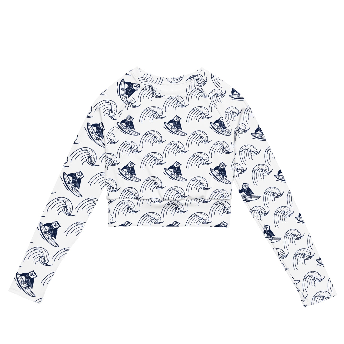 Owl Recycled Long-Sleeve Crop Top – Stylish Sustainable Wear for Eco Trendsetters 6XL Dudeily
