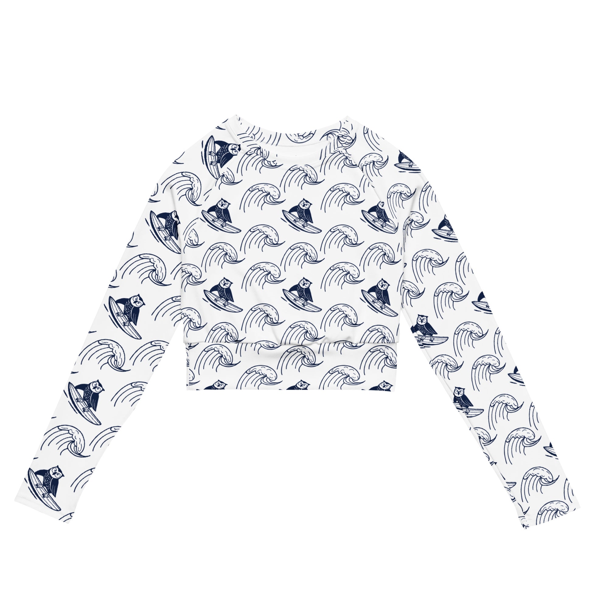 Owl Recycled Long-Sleeve Crop Top – Stylish Sustainable Wear for Eco Trendsetters 6XL Dudeily