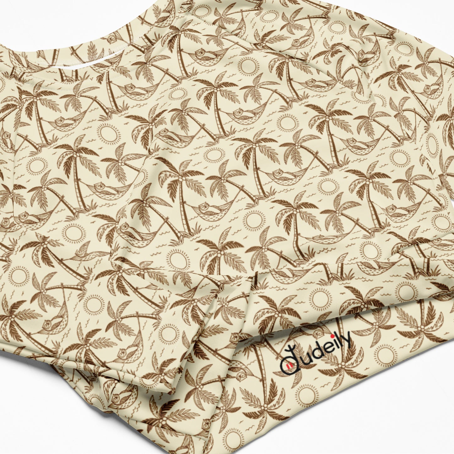 Owl-Themed Recycled Long-Sleeve Crop Top – Sustainable Style for Nature-Loving Trendsetters Dudeily