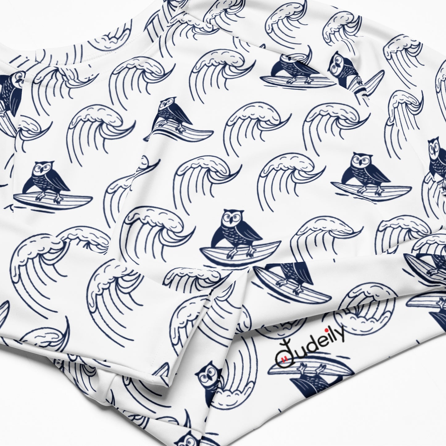 Owl Recycled Long-Sleeve Crop Top – Stylish Sustainable Wear for Eco Trendsetters Dudeily