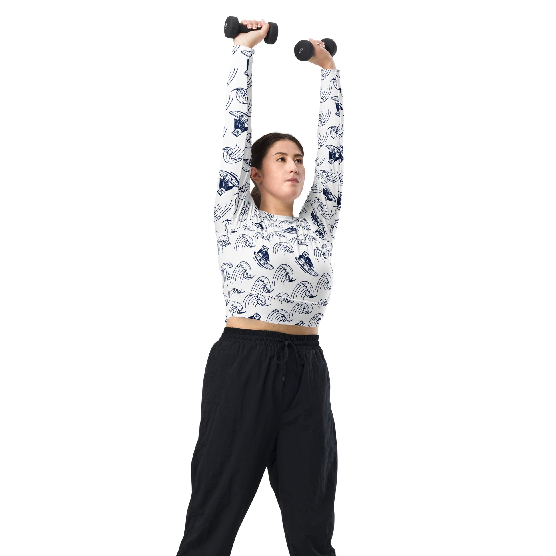 Owl Recycled Long-Sleeve Crop Top – Stylish Sustainable Wear for Eco Trendsetters Dudeily