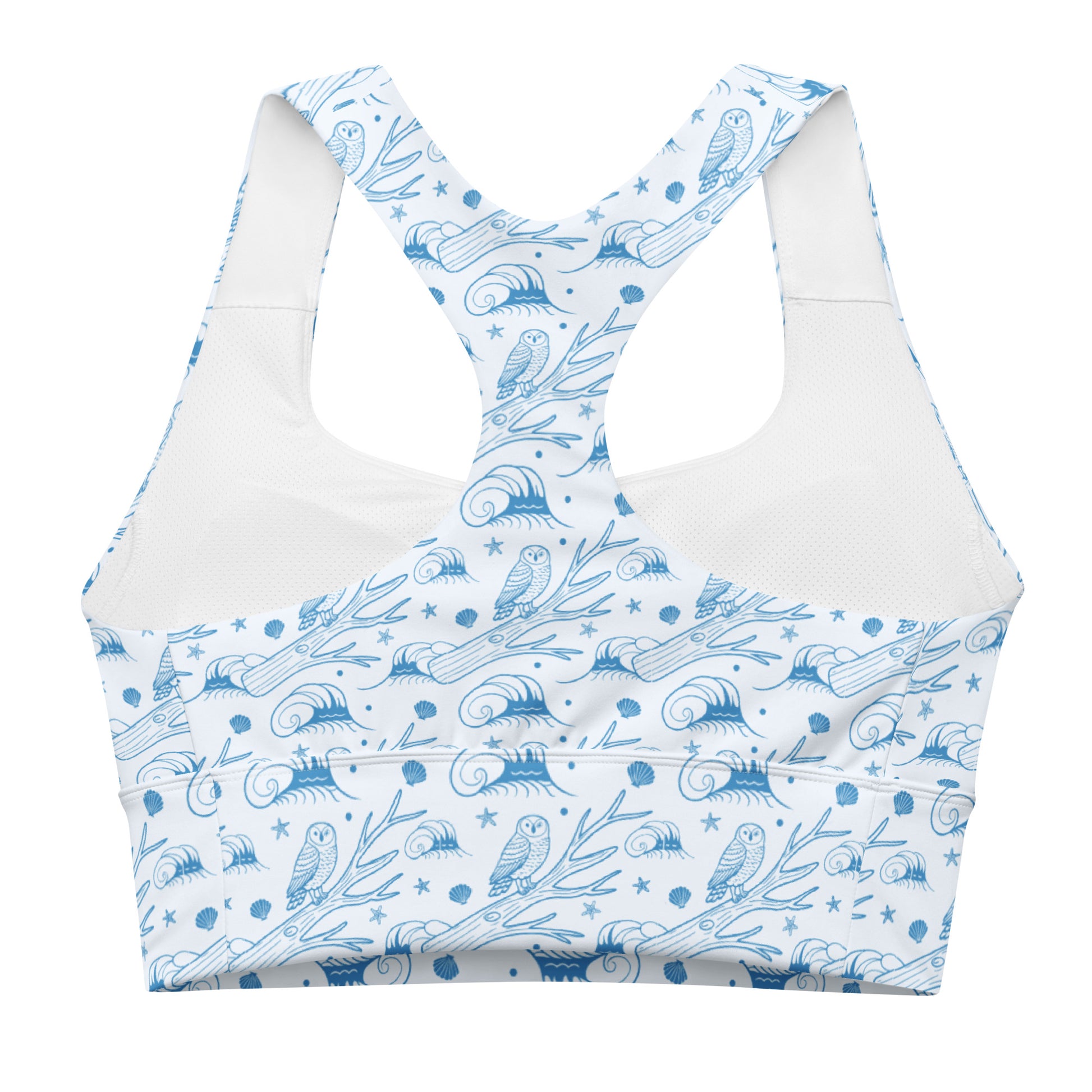 Nature-Inspired Owl Recycled Longline Sports Bra – Ultimate Eco-Friendly Activewear Dudeily