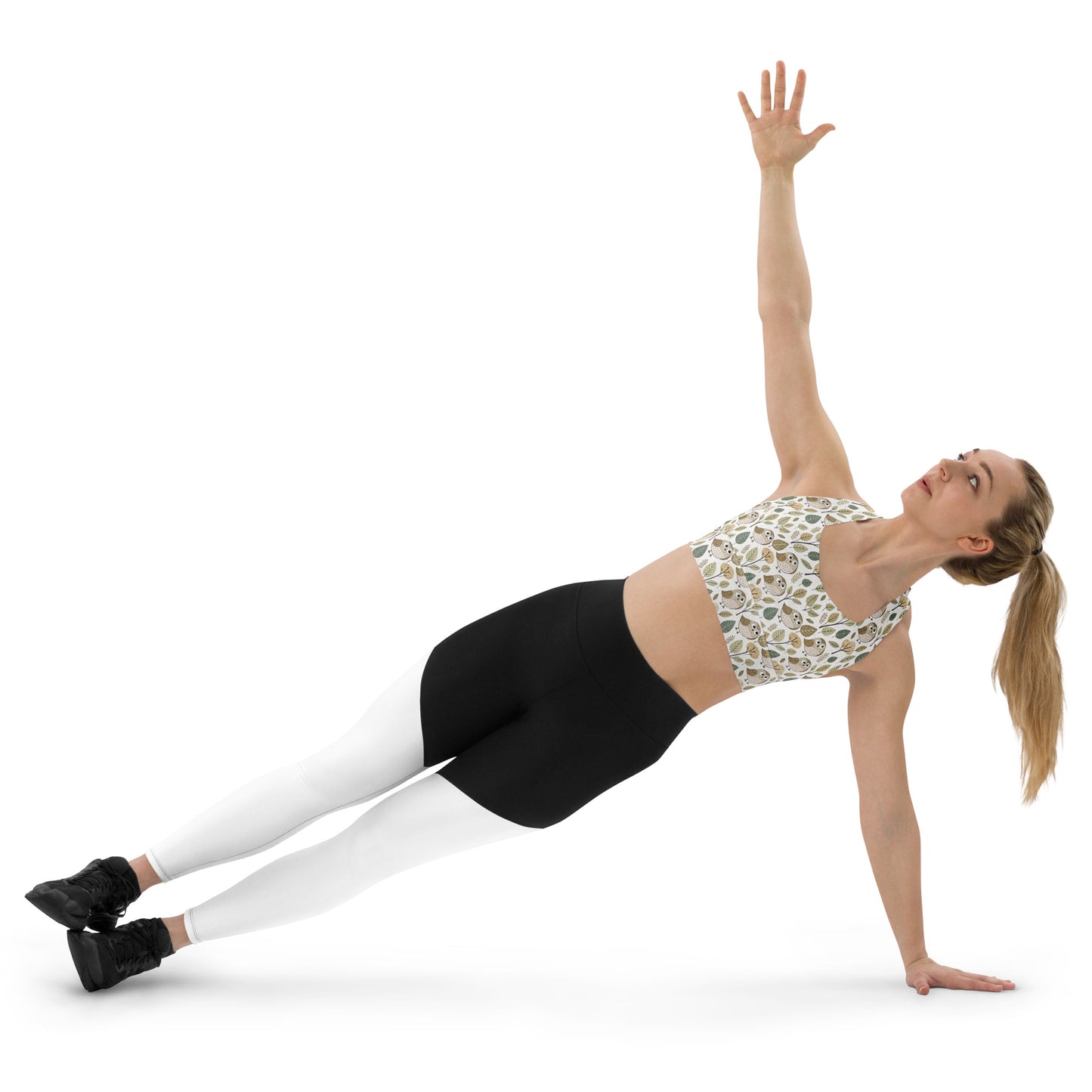 Sustainable Owl-Themed Recycled Longline Sports Bra – Eco-Chic Support for Active Lifestyles Dudeily