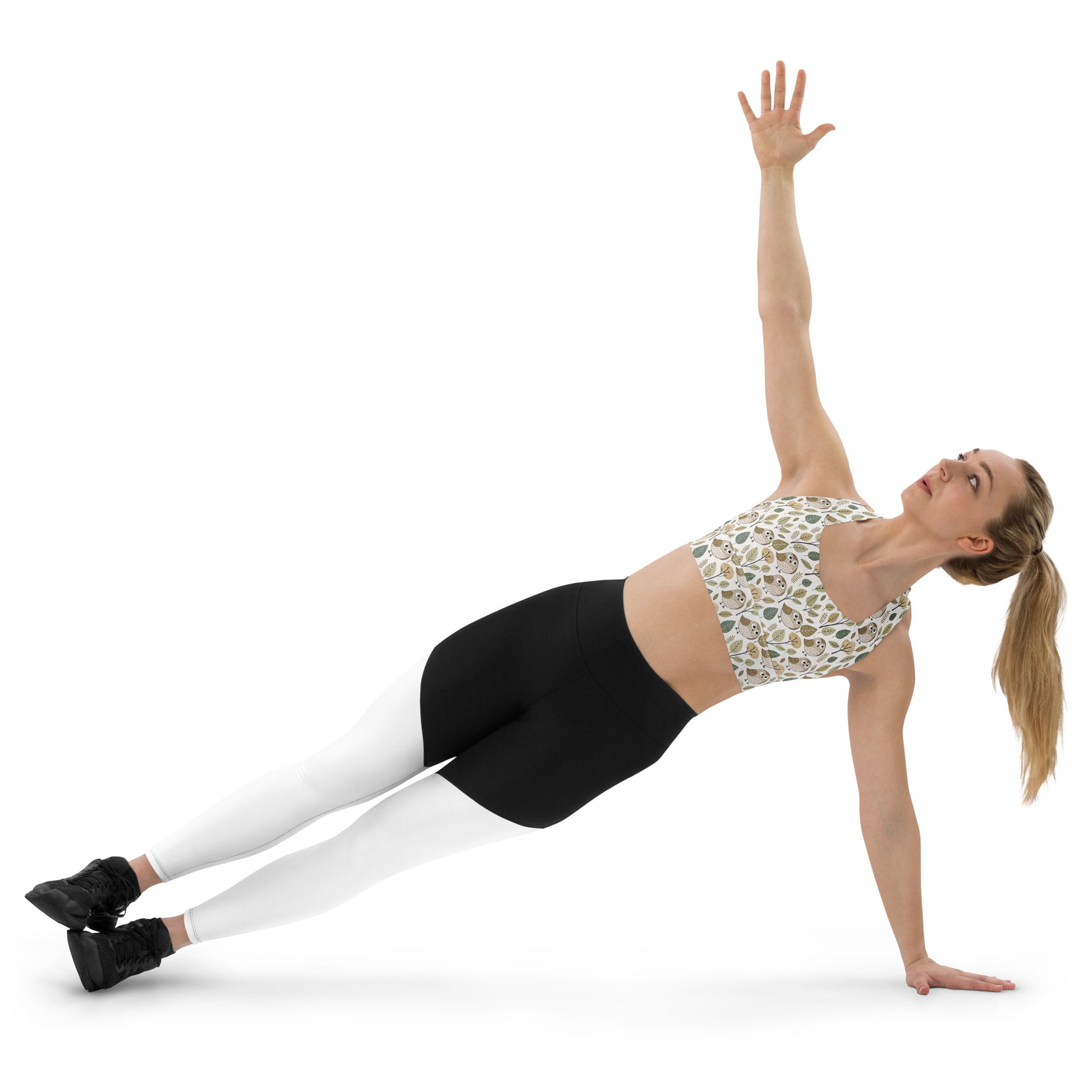 Sustainable Owl-Themed Recycled Longline Sports Bra – Eco-Chic Support for Active Lifestyles Dudeily