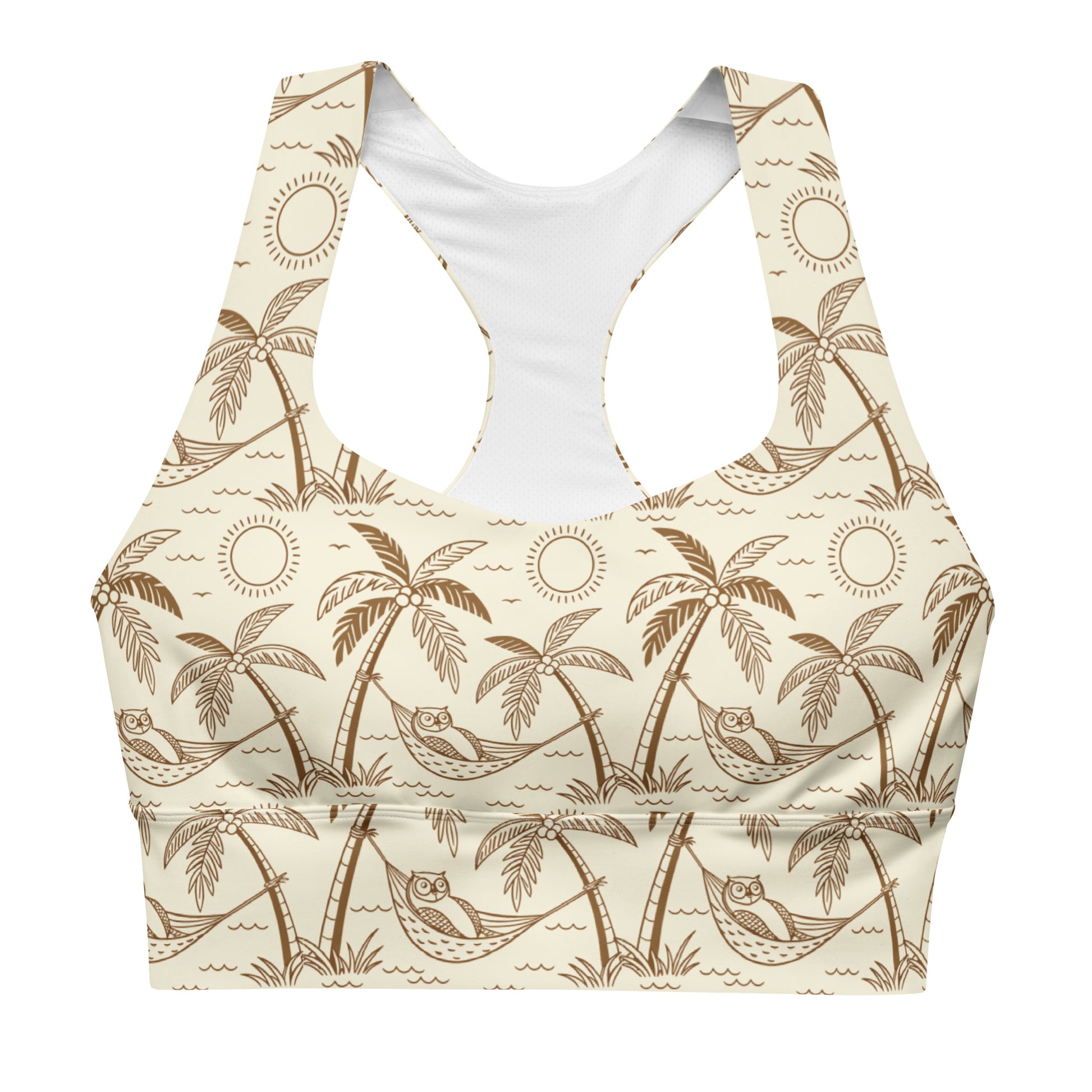 Owl-Themed Recycled Longline Sports Bra – Sustainable Support for Eco-Conscious Movement 3XL Dudeily
