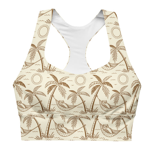 Owl-Themed Recycled Longline Sports Bra – Sustainable Support for Eco-Conscious Movement 3XL Dudeily