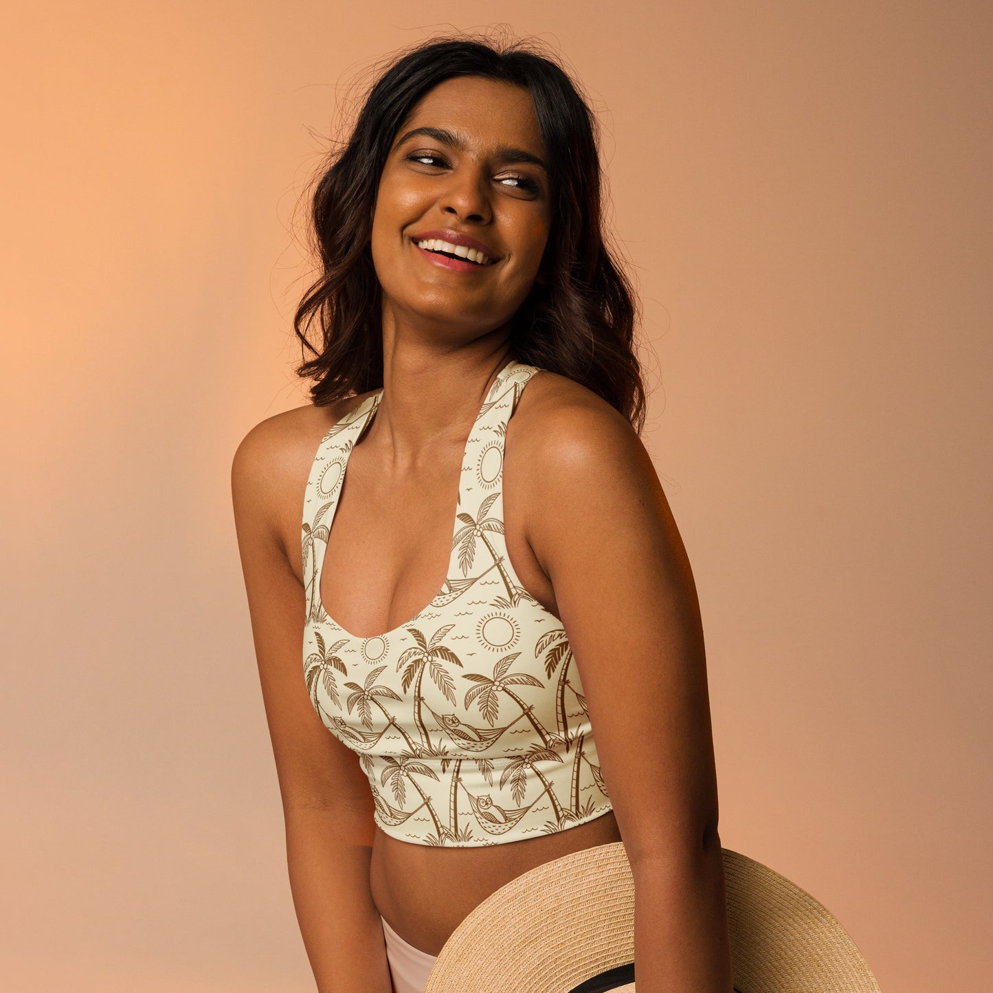 Owl-Themed Recycled Longline Sports Bra – Sustainable Support for Eco-Conscious Movement Dudeily