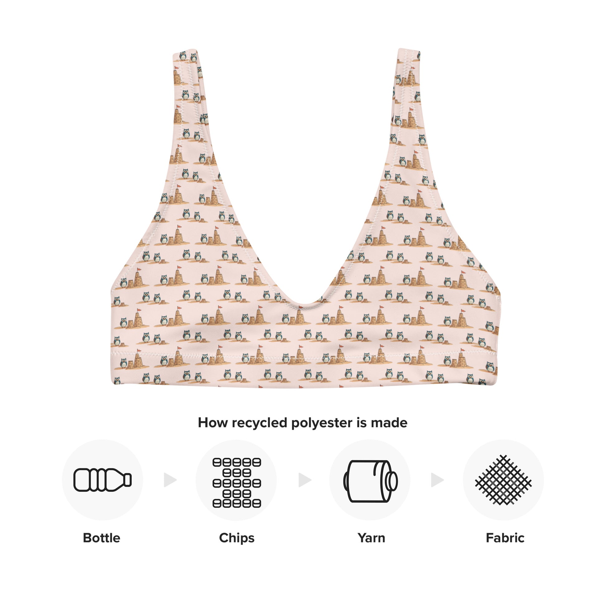 Owl-Wise Recycled Padded Bikini Top – Eco-Friendly Swimwear for Sustainable Beach Days Dudeily
