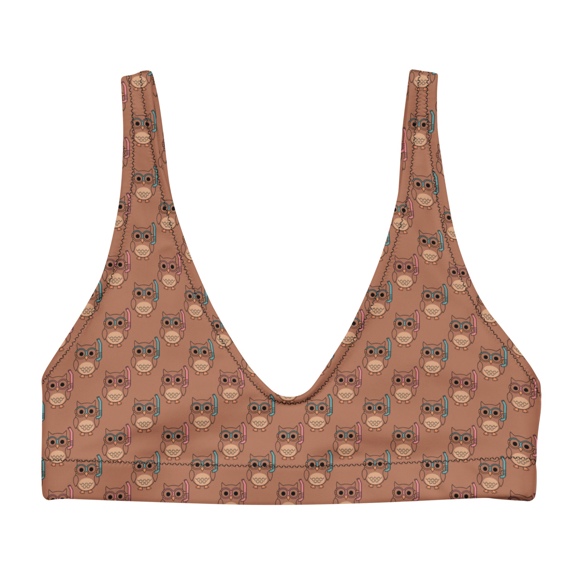 Owl-Spirit Recycled Padded Bikini Top – Sustainable Swimwear for Eco-Conscious Beach Lovers 3XL Dudeily