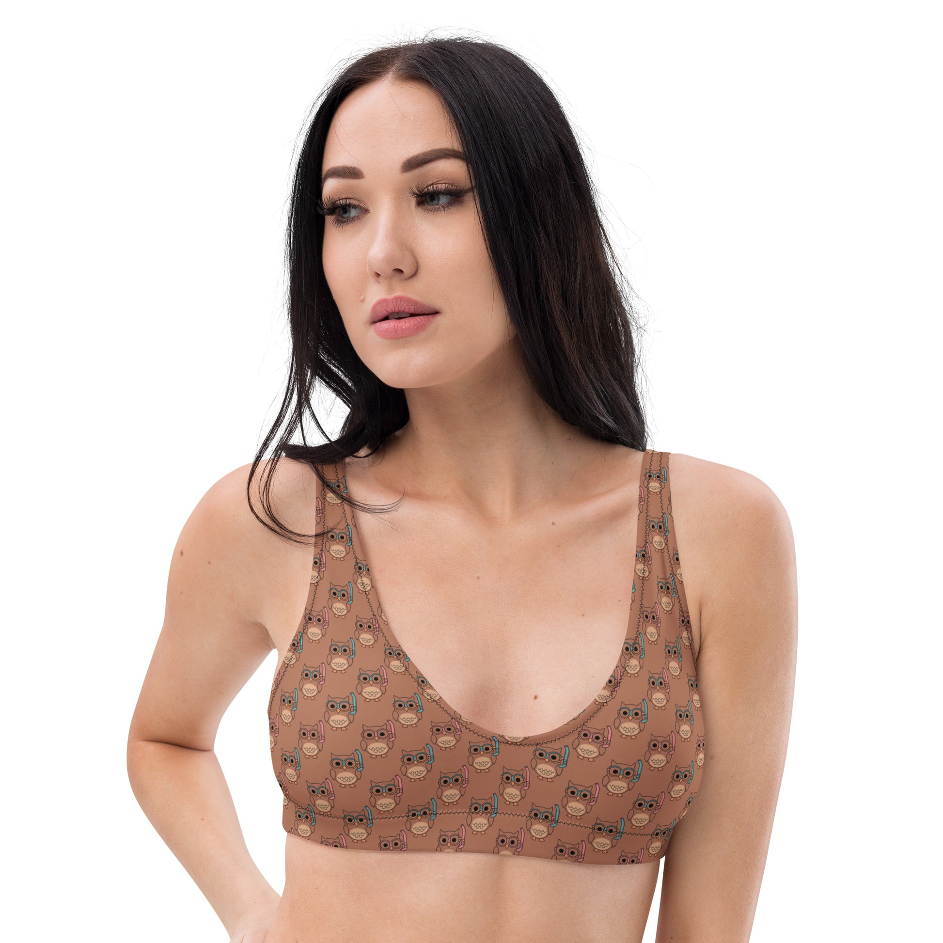 Owl-Spirit Recycled Padded Bikini Top – Sustainable Swimwear for Eco-Conscious Beach Lovers Dudeily