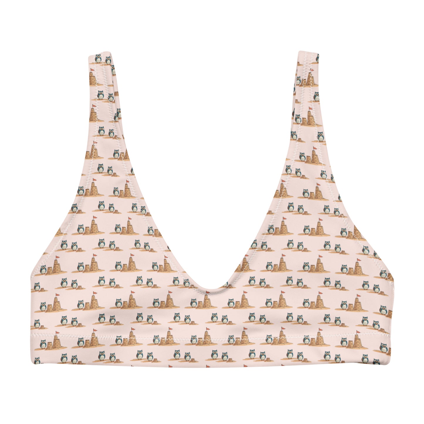 Owl-Wise Recycled Padded Bikini Top – Eco-Friendly Swimwear for Sustainable Beach Days 3XL Dudeily