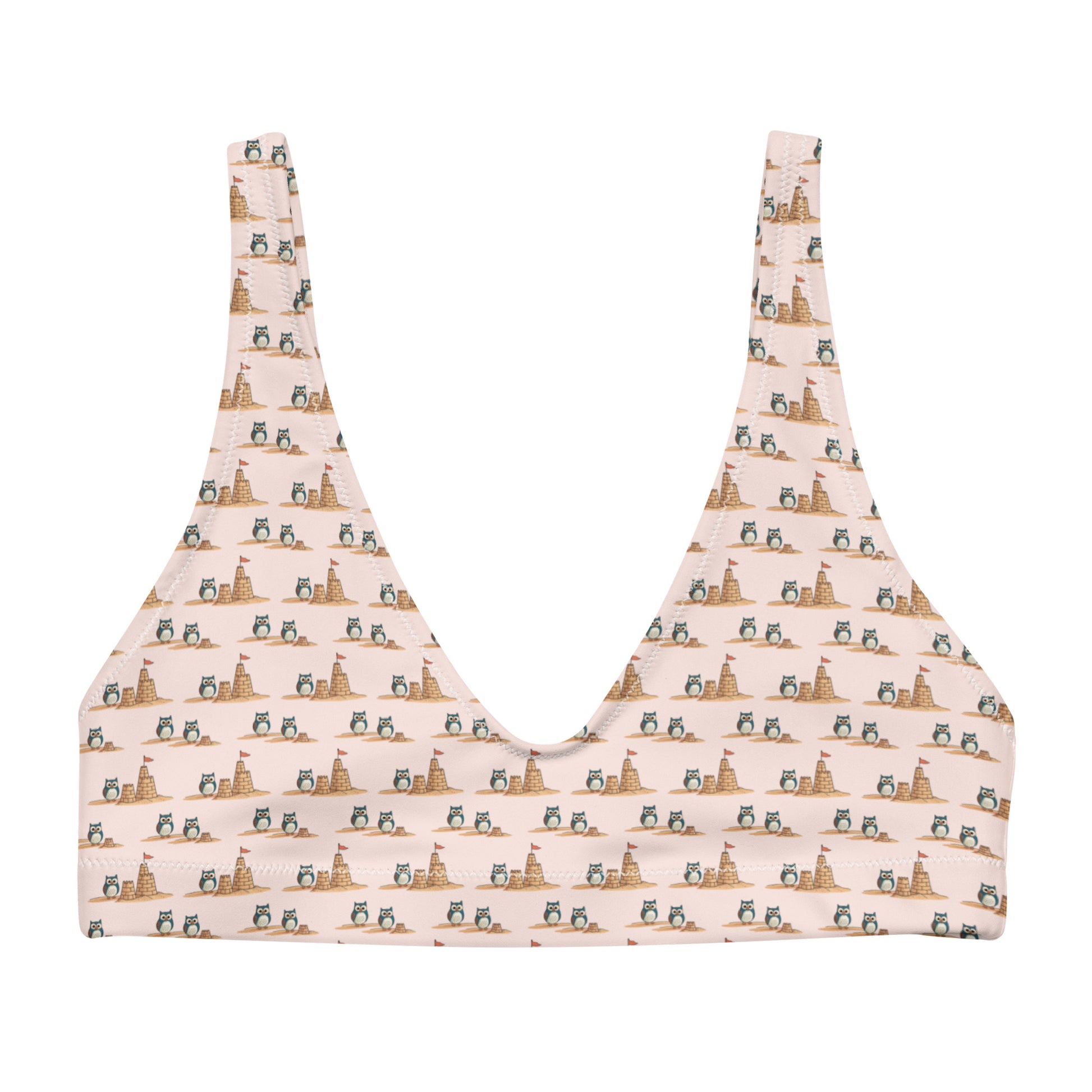 Owl-Wise Recycled Padded Bikini Top – Eco-Friendly Swimwear for Sustainable Beach Days 3XL Dudeily