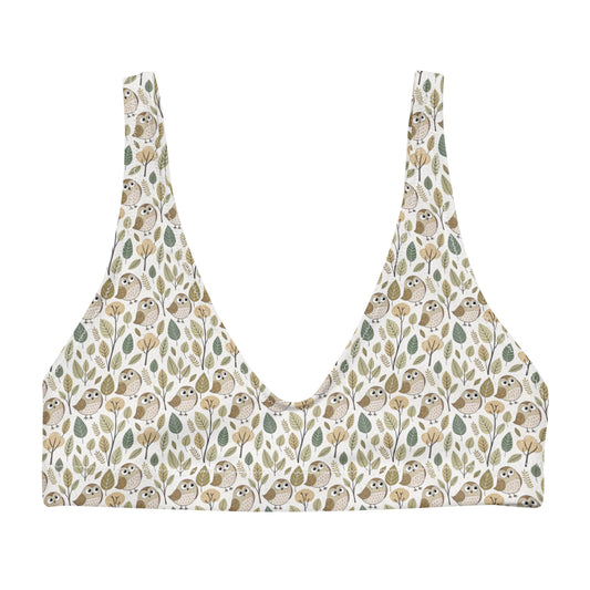 Owl-Themed Recycled Padded Bikini Top – Ethical Swimwear for Eco-Loving Trendsetters 3XL Dudeily