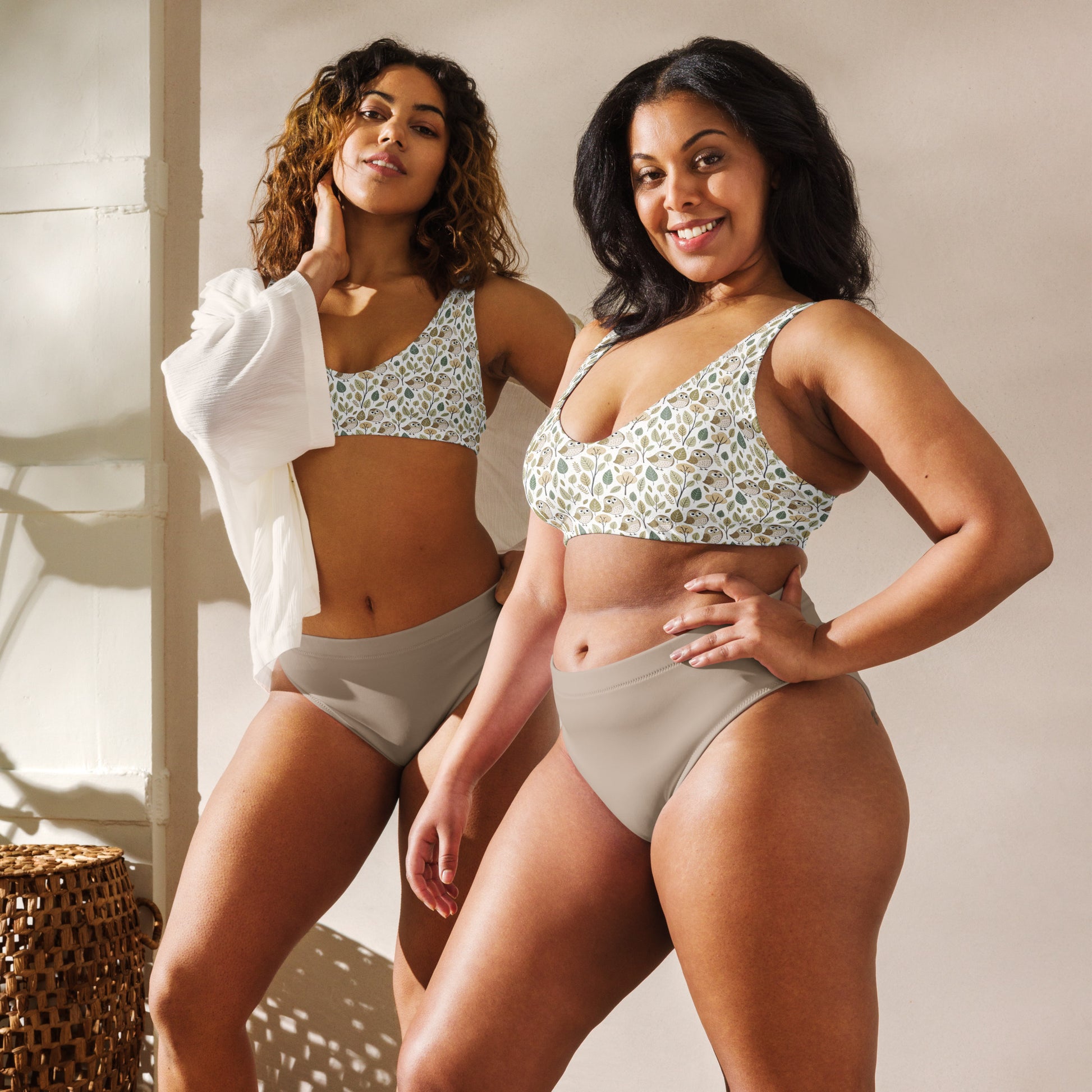 Owl-Themed Recycled Padded Bikini Top – Ethical Swimwear for Eco-Loving Trendsetters Dudeily