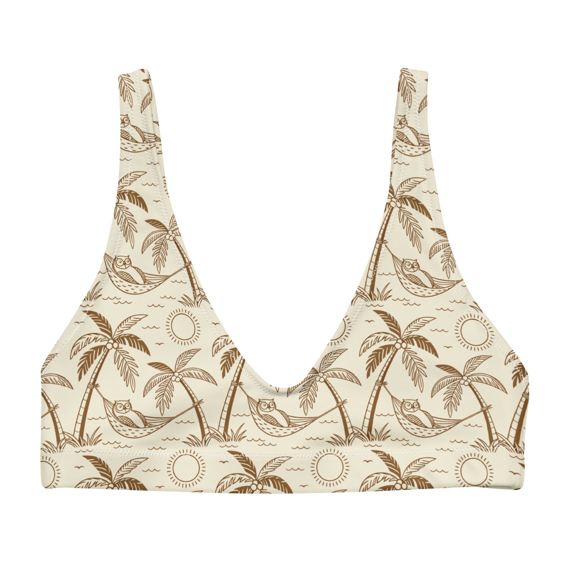 Owl-Themed Recycled Padded Bikini Top – Sustainable Swimwear for Eco-Conscious Trendsetters 3XL Dudeily