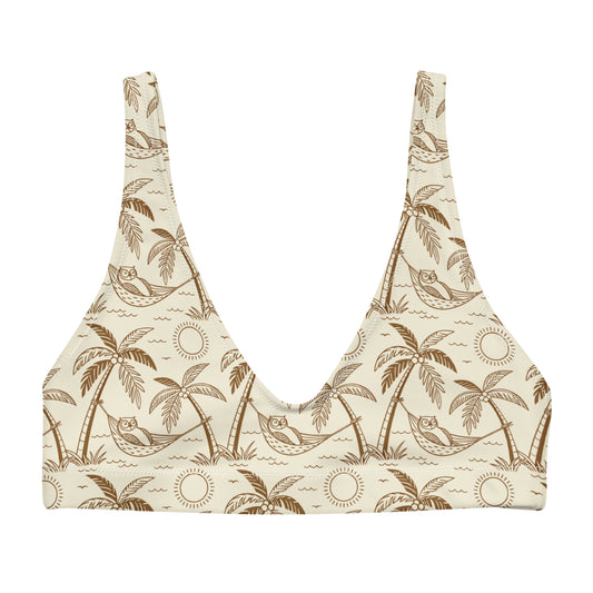 Owl-Themed Recycled Padded Bikini Top – Sustainable Swimwear for Eco-Conscious Trendsetters 3XL Dudeily