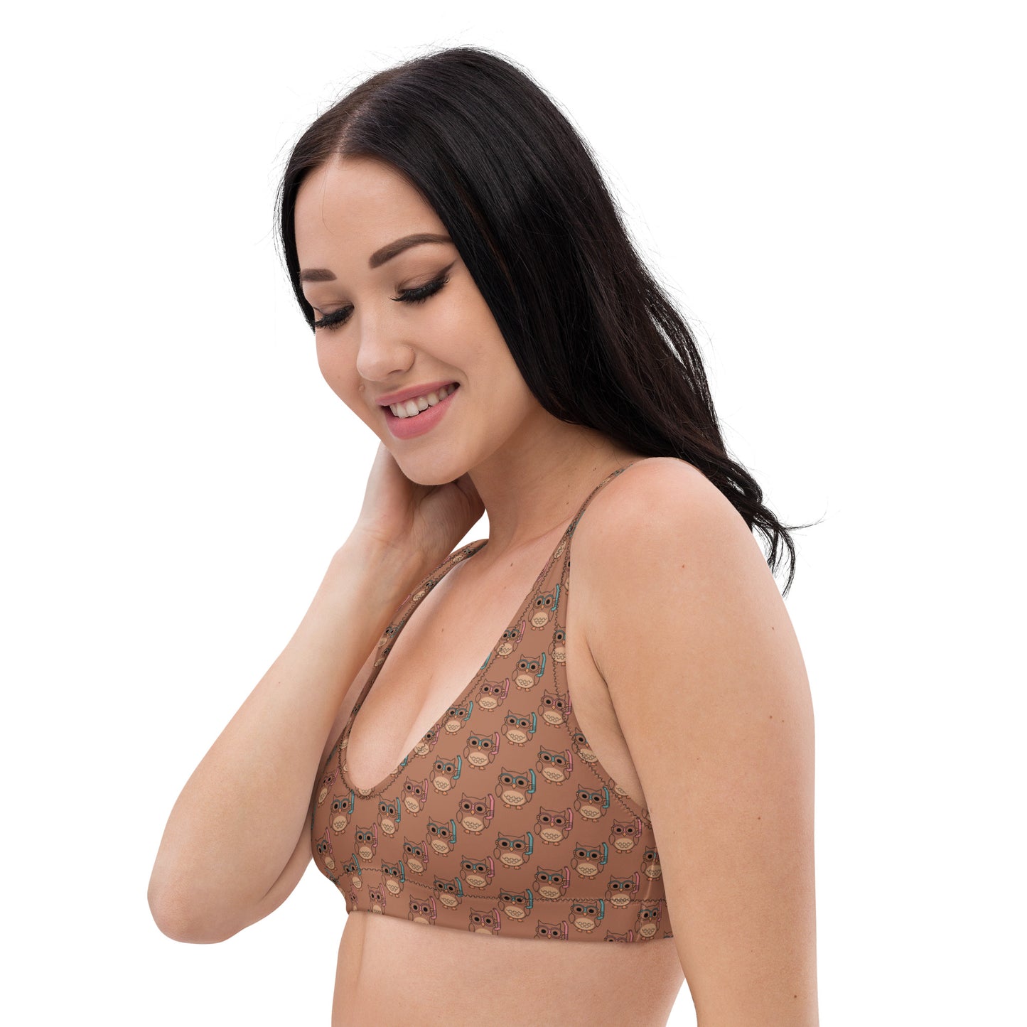 Owl-Spirit Recycled Padded Bikini Top – Sustainable Swimwear for Eco-Conscious Beach Lovers Dudeily