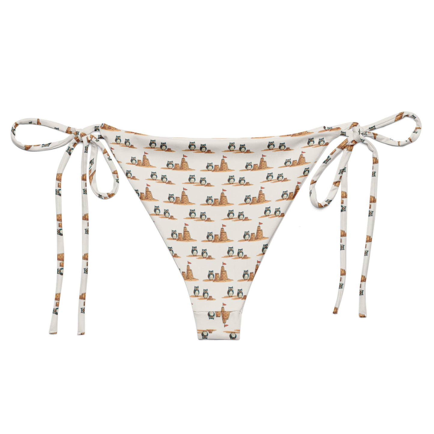 Eco Owl All-Over Print String Bikini Bottom – Recycled Swimwear for Sustainable Summer Vibes Dudeily