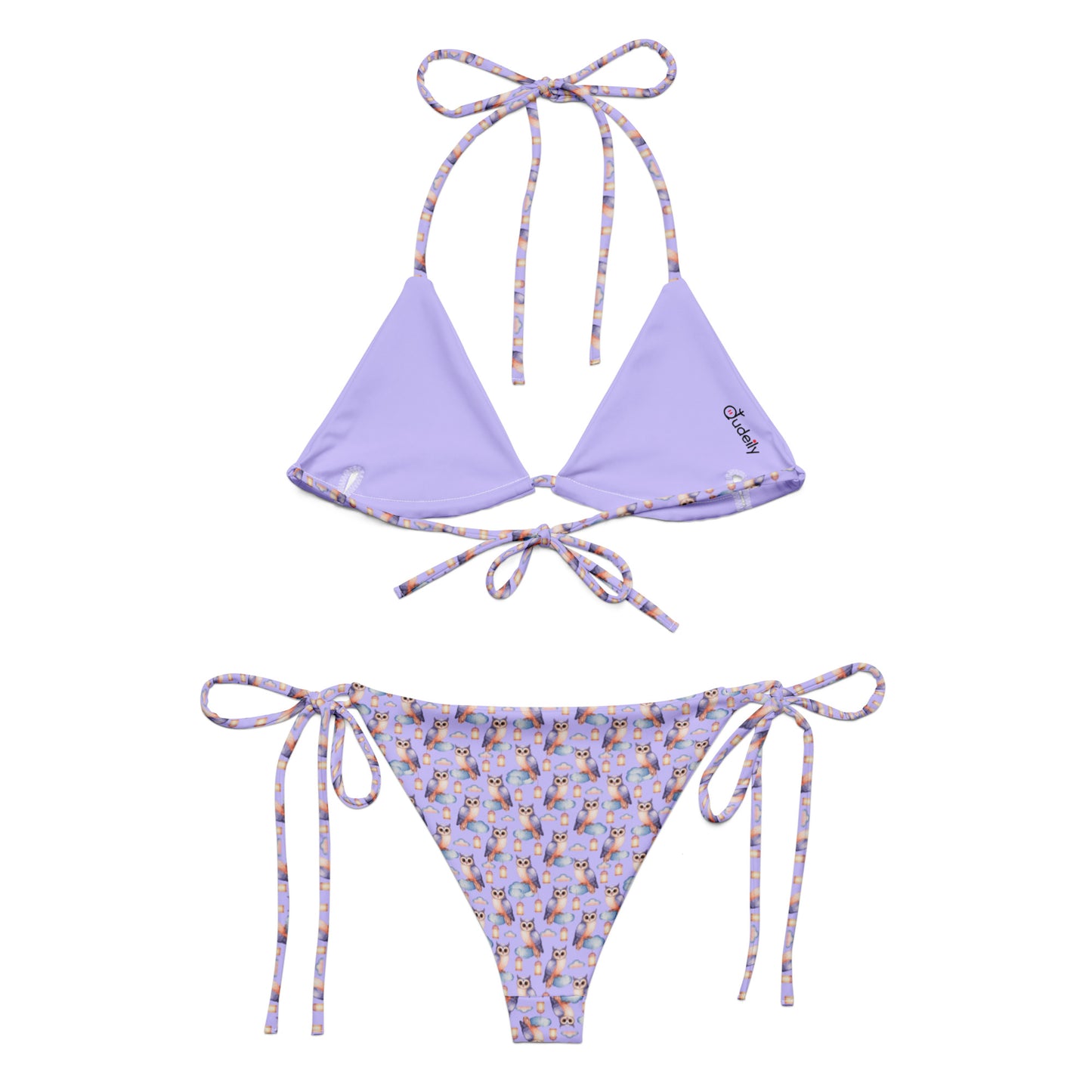 Owl-Themed All-Over Print Recycled String Bikini – Sustainable Fashion Dudeily