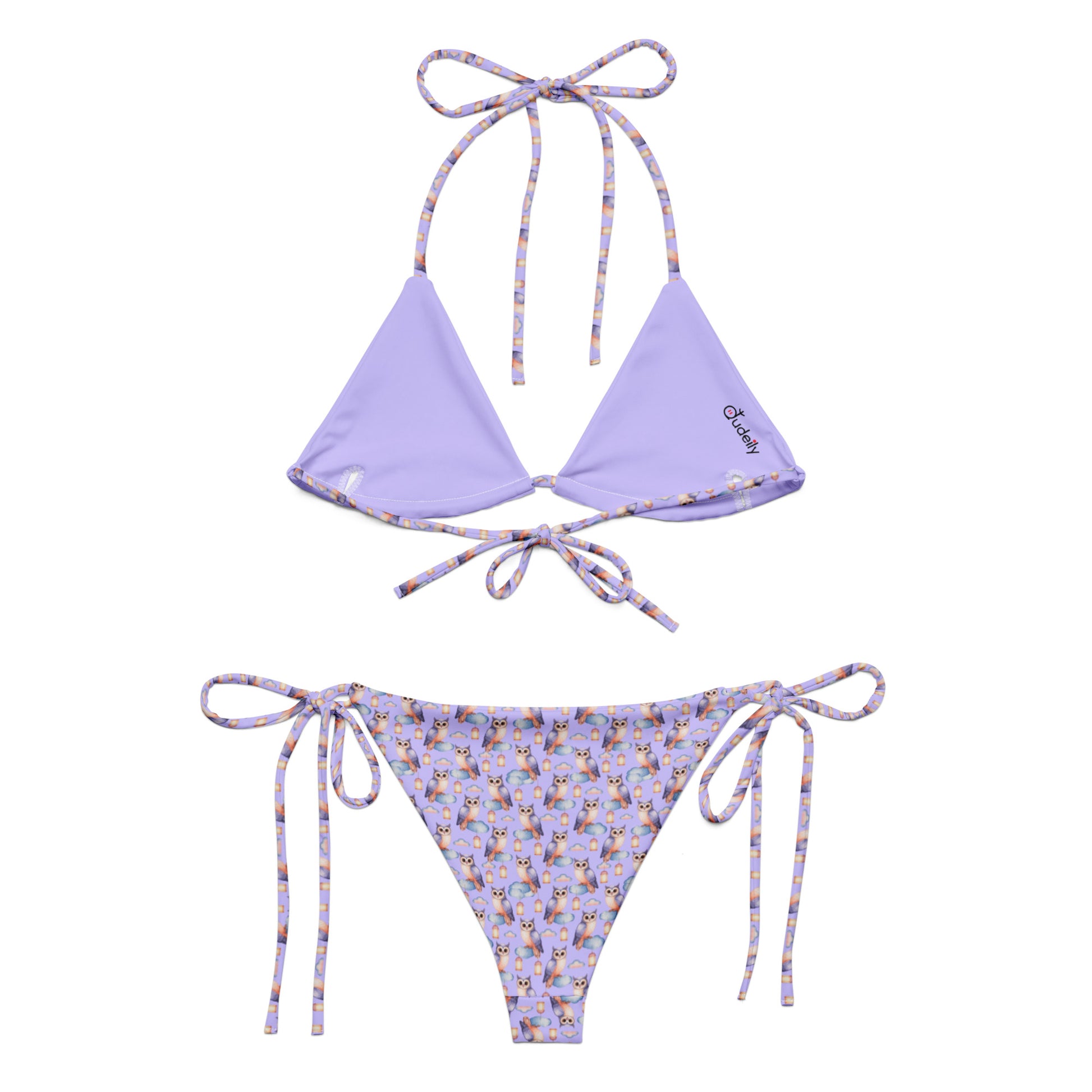 Owl-Themed All-Over Print Recycled String Bikini – Sustainable Fashion Dudeily