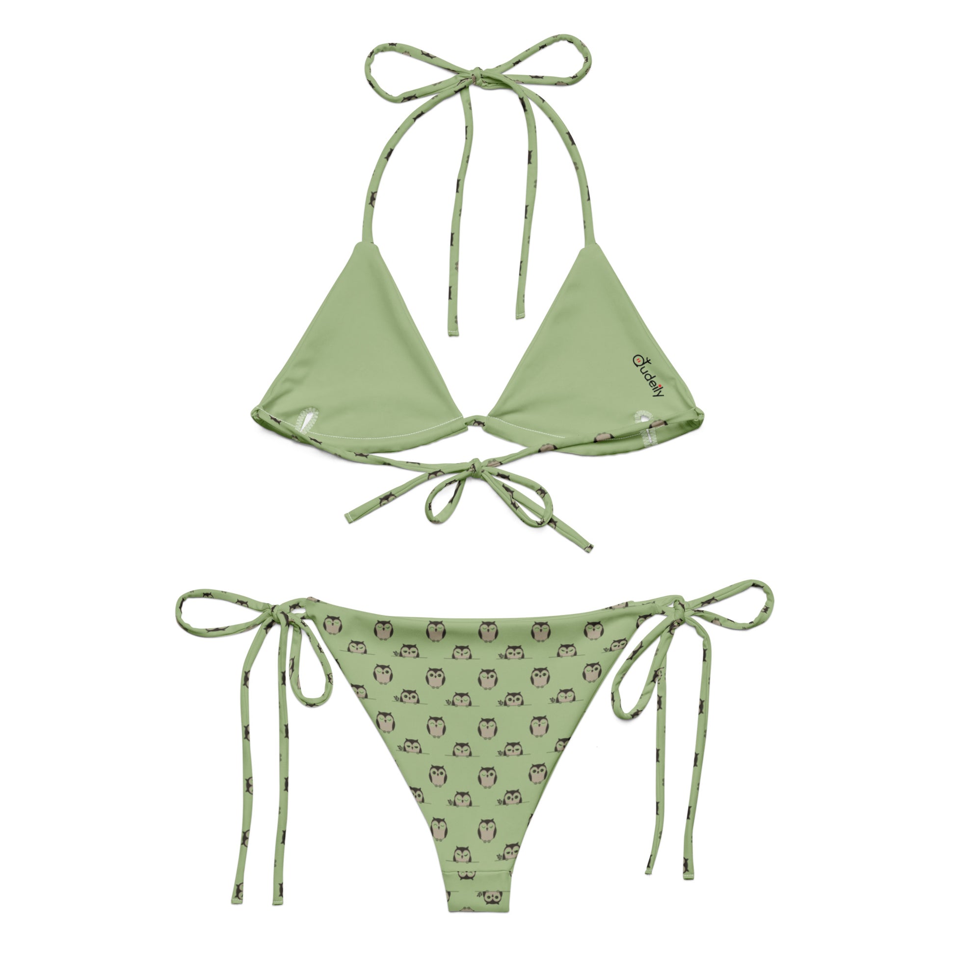 Owl-Themed All-Over Print Recycled String Bikini – Sustainable Fashion Dudeily