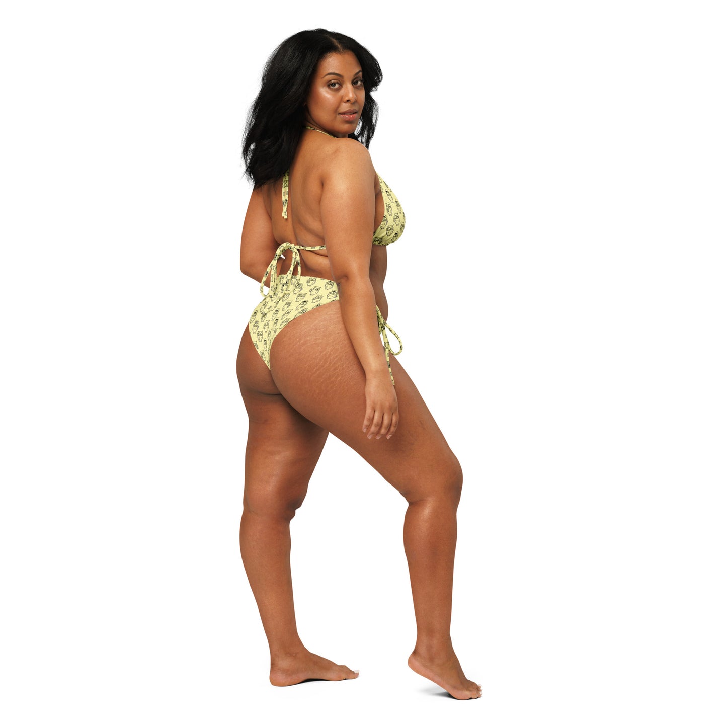 Owl-Themed All-Over Print Recycled String Bikini – Eco-Friendly Fashion Dudeily