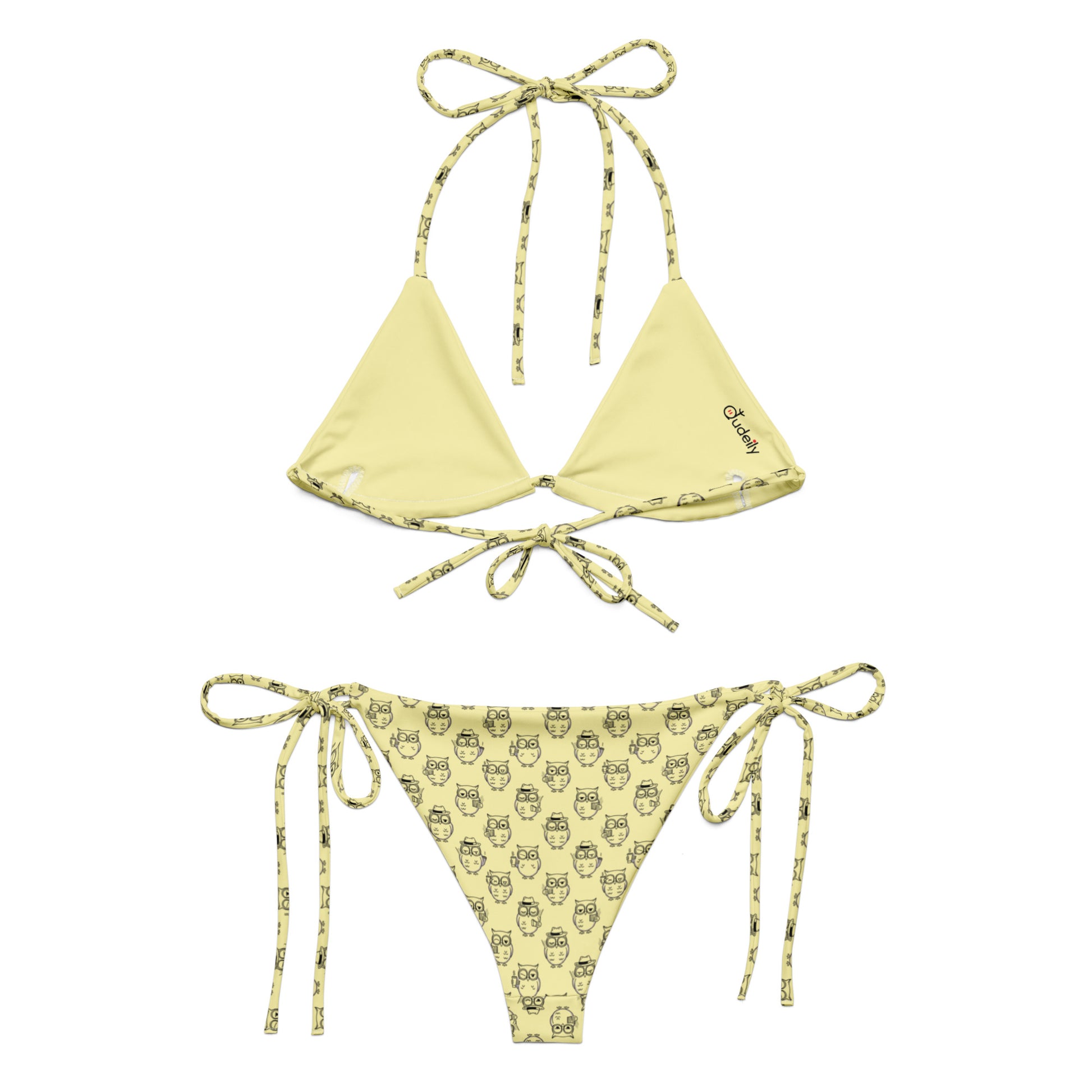 Owl-Themed All-Over Print Recycled String Bikini – Eco-Friendly Fashion Dudeily