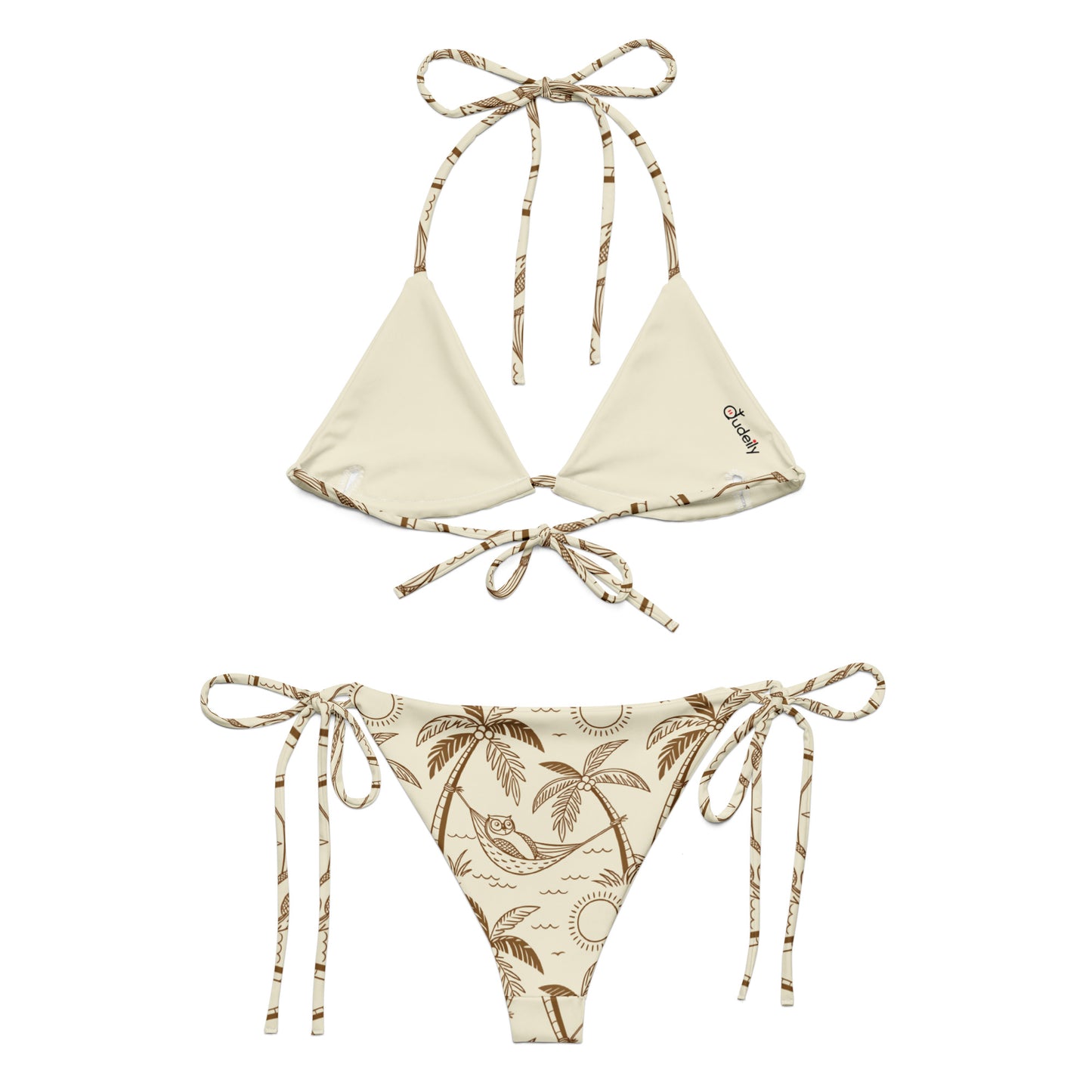 Owl-Themed All-Over Print Recycled String Bikini – Eco-Friendly Swimwear for Nature Lovers Dudeily