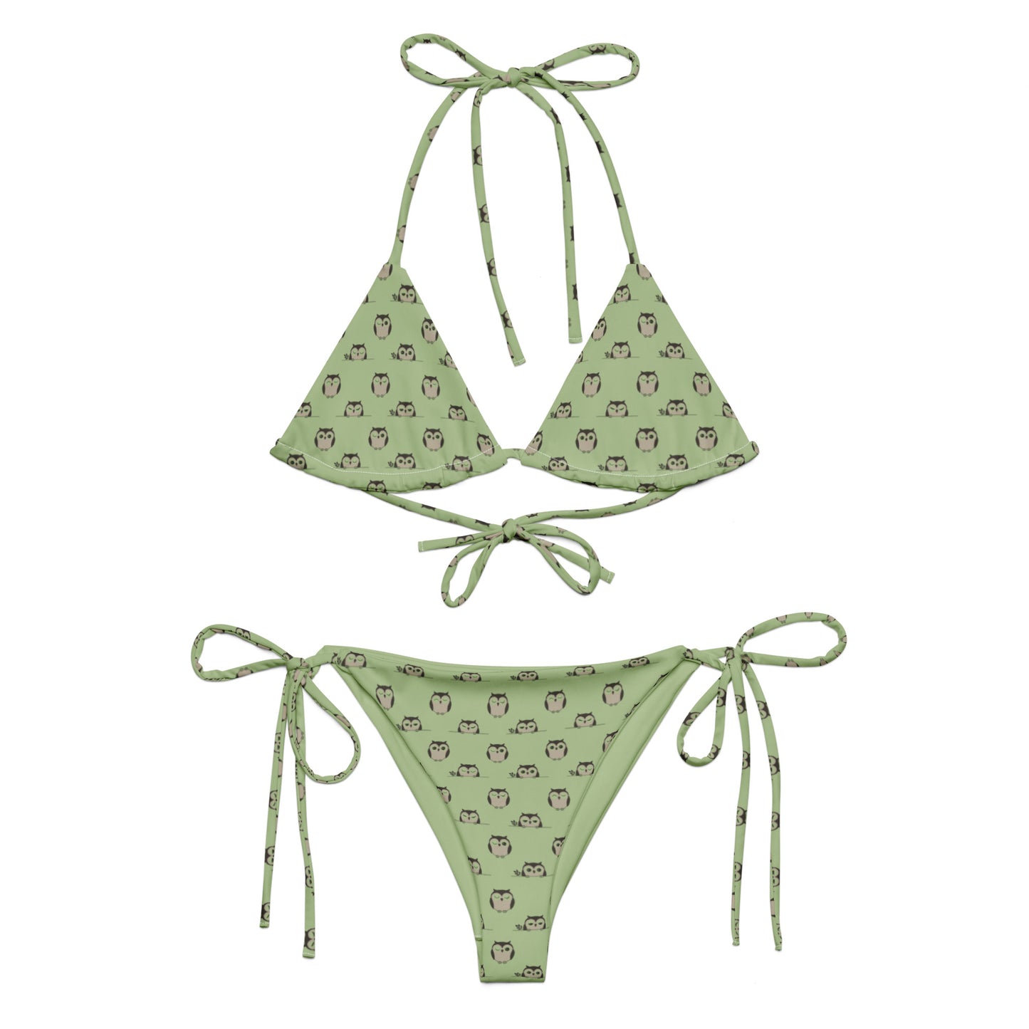 Owl-Themed All-Over Print Recycled String Bikini – Sustainable Fashion Dudeily
