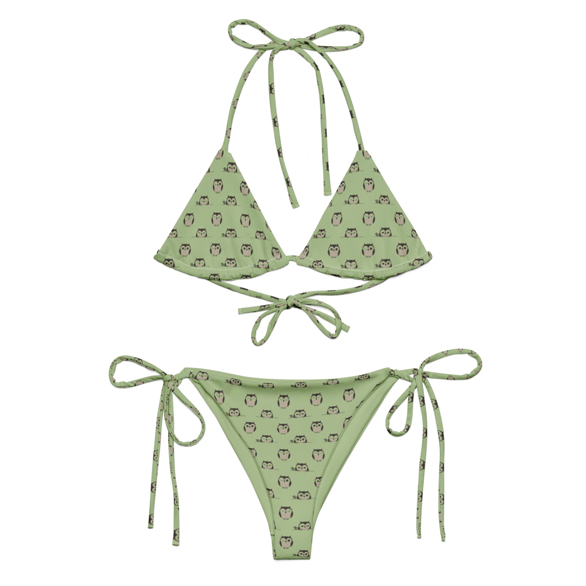 Owl-Themed All-Over Print Recycled String Bikini – Sustainable Fashion Dudeily