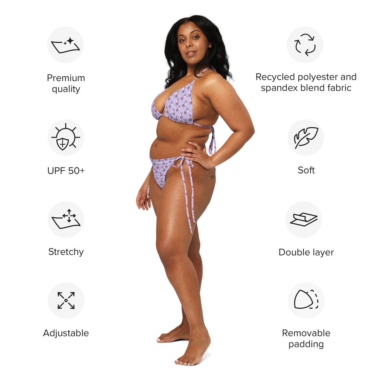Owl-Themed All-Over Print Recycled String Bikini – Sustainable Fashion Dudeily